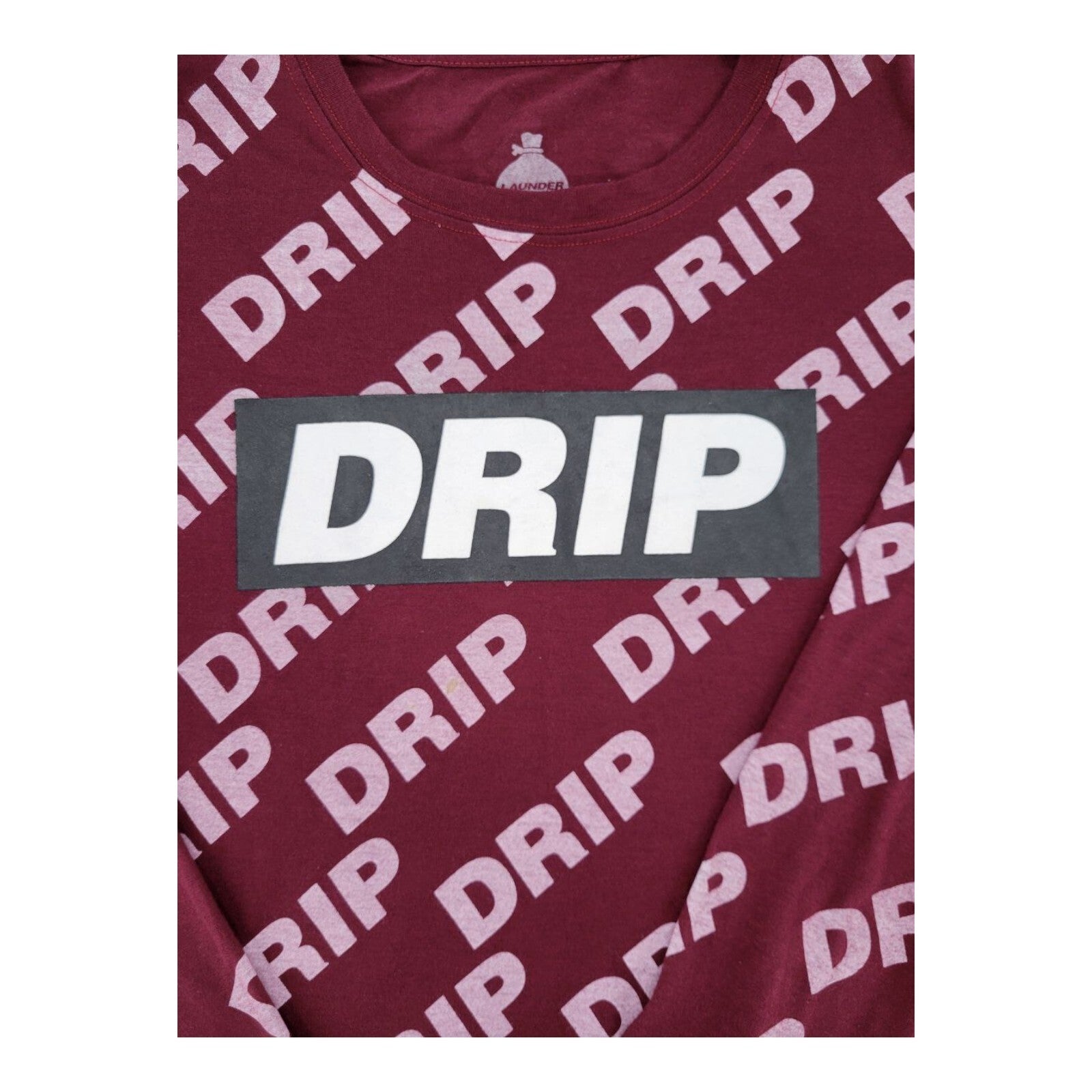 Launder Apparel Drip All Over Print Long Sleeve Shirt Maroon Size XL