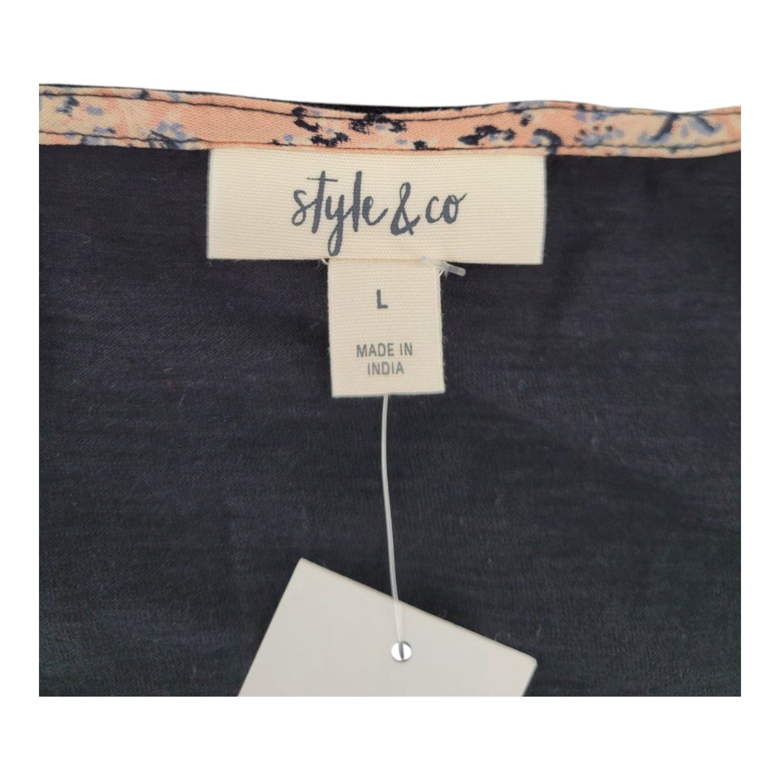 Style & Co Womens Black Tank Top Scoop Neck Sleeveless Blouse Size L