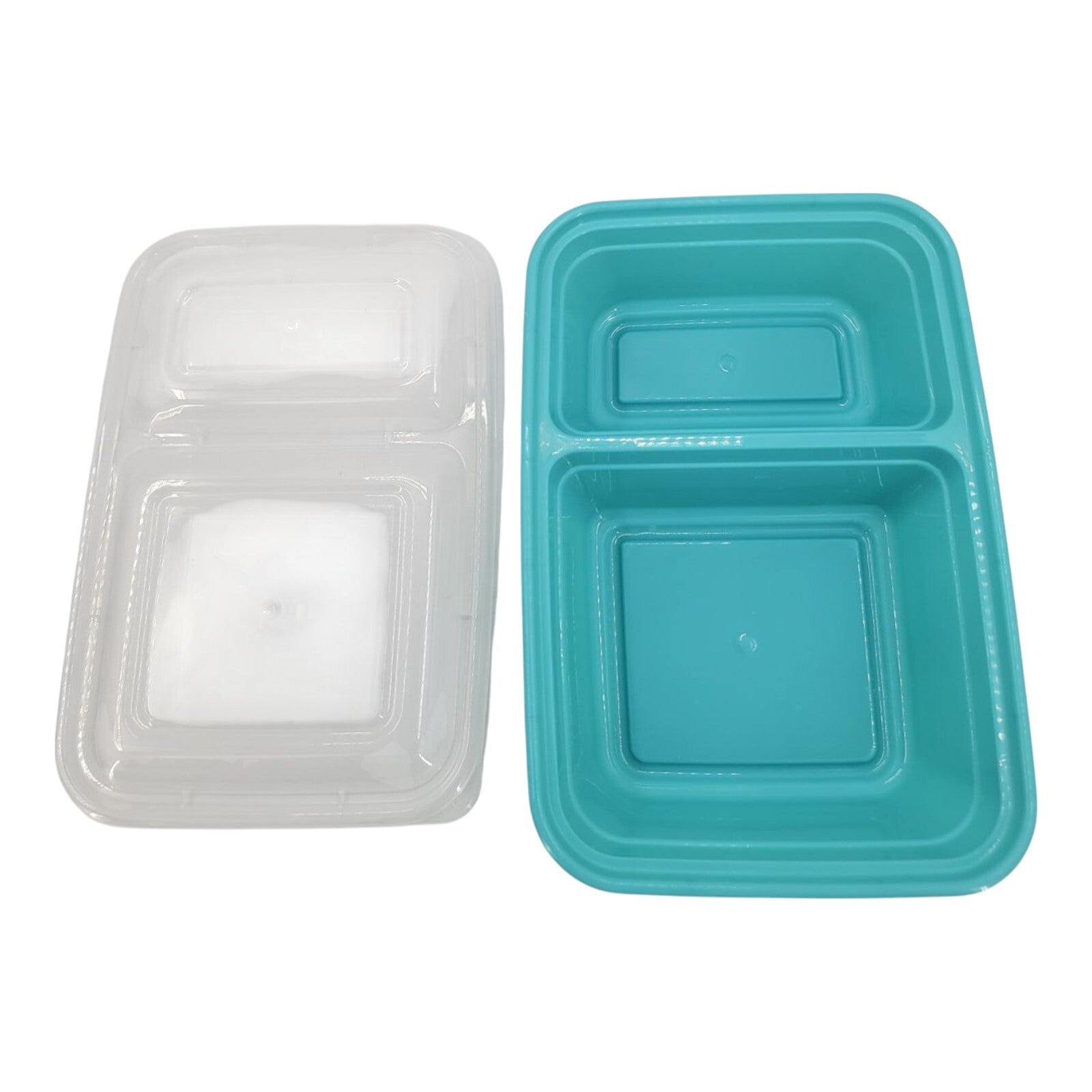Set of 20 Two Compartment Plastic Meal Prep Containers With Sealing Lids 0.9L