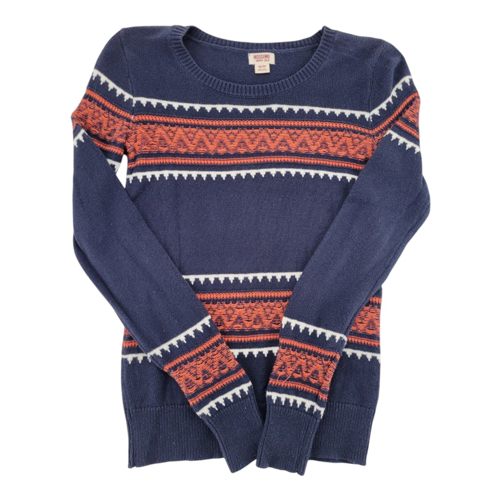 Mossimo Supply Co. Black and Orange Striped Pullover Sweater Ladies Size XS