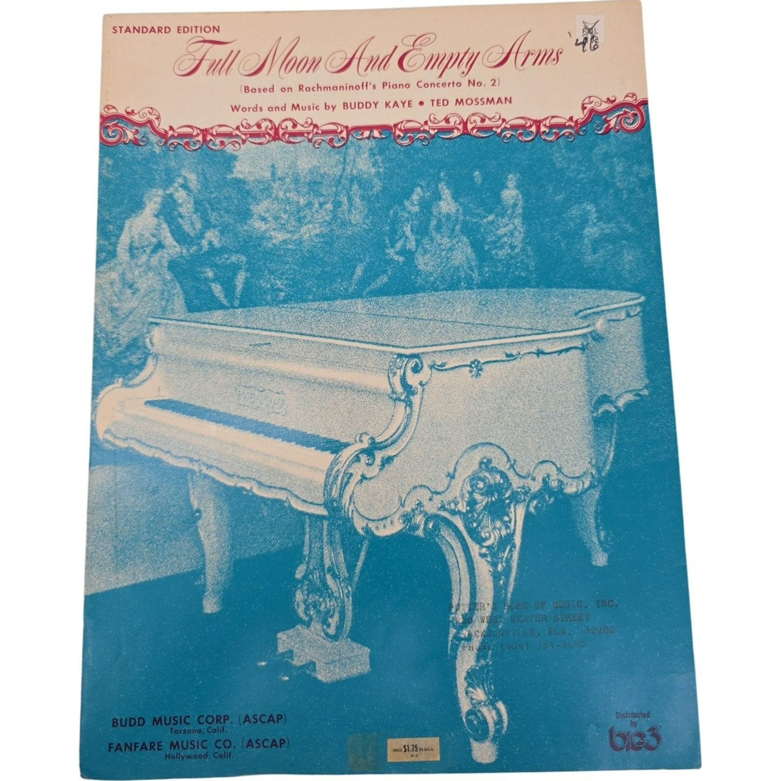 Vintage 1950s Sheet Music “Full Moon And Empty Arms” by Buddy Kaye & Ted Mossman
