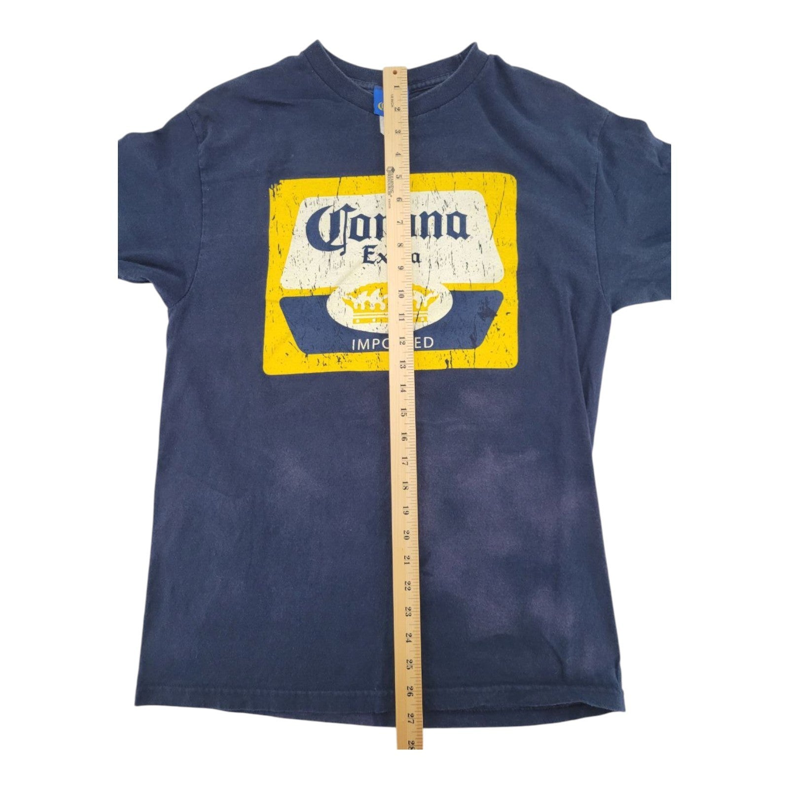 Corona Extra Mens Navy Blue T-Shirt Graphic Beer Logo Distressed Print M