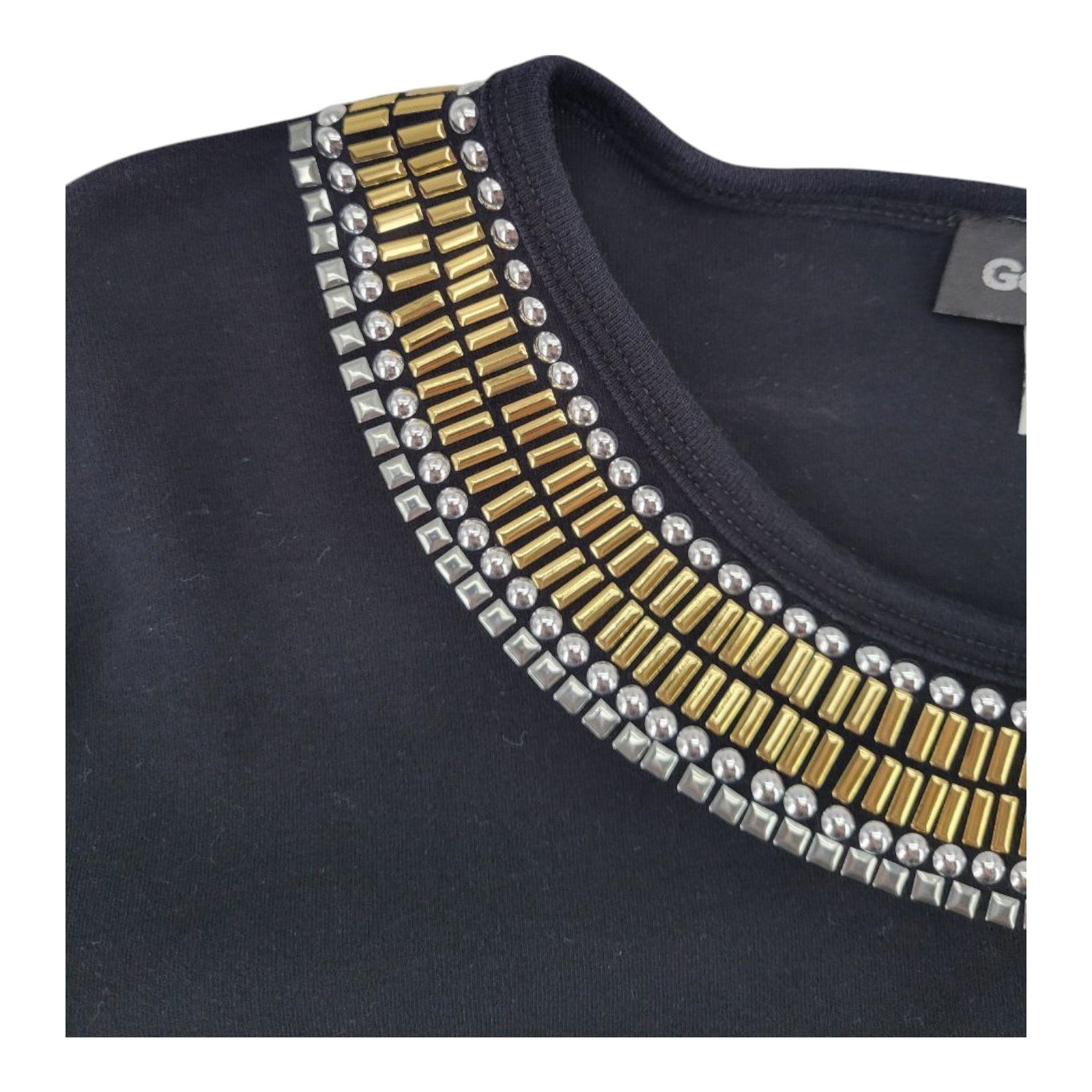 Get Lucky USA Black 3/4 Sleeve Beaded Scoop Neck Top Womens Size XL