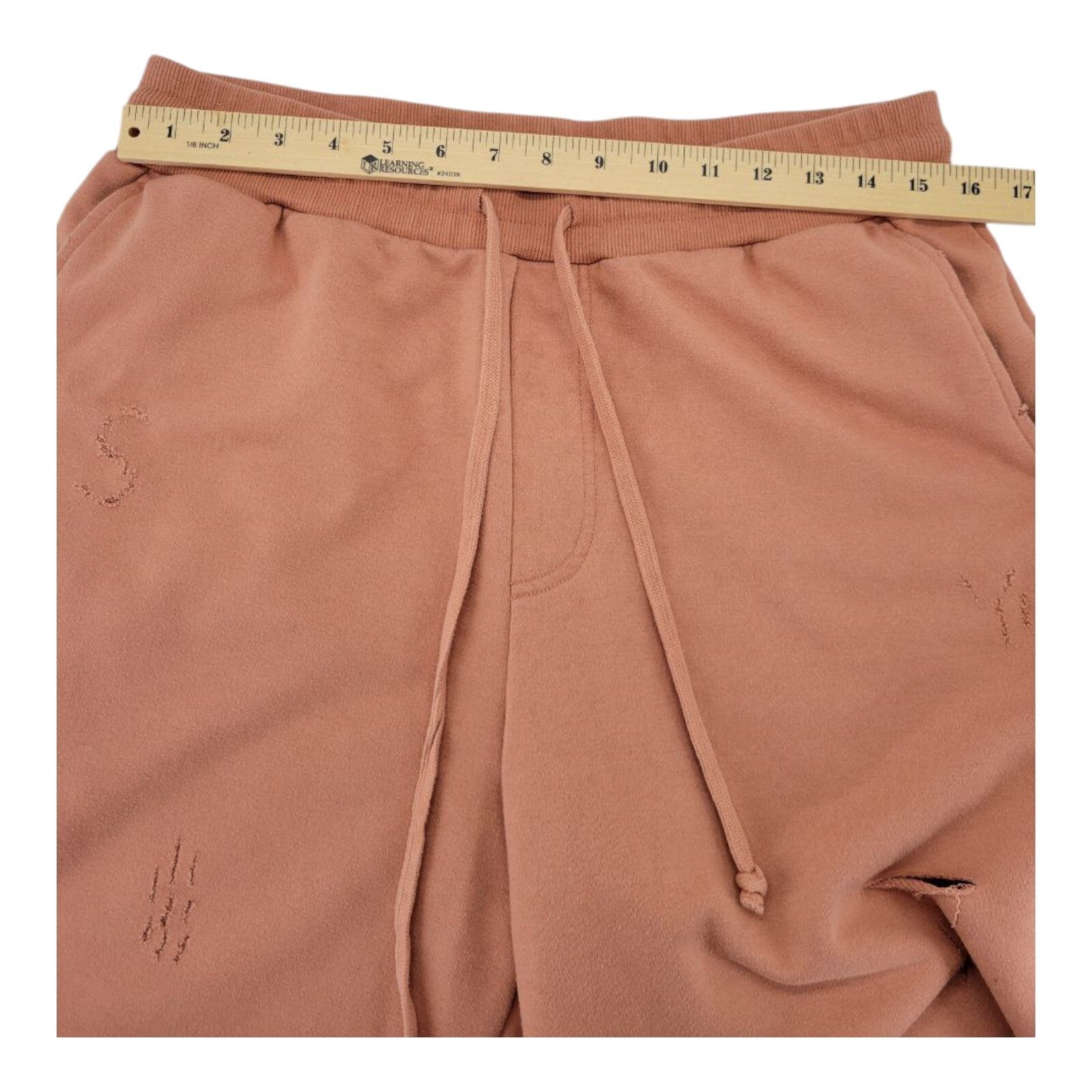 Forever 21 Distressed Sweat Shorts Mens Tan Brown Drawstring Waist Size L