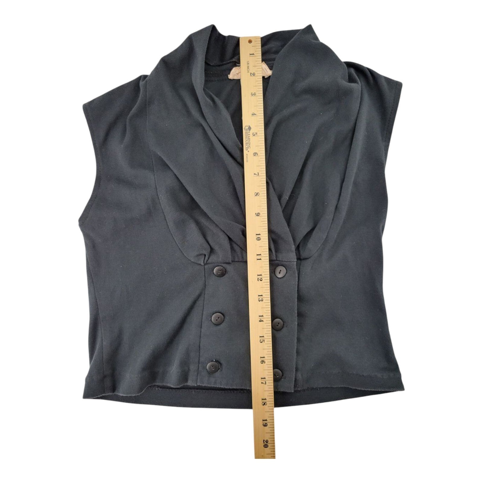 Randy With Love California Black Draped Button Front Sleeveless Top Size M