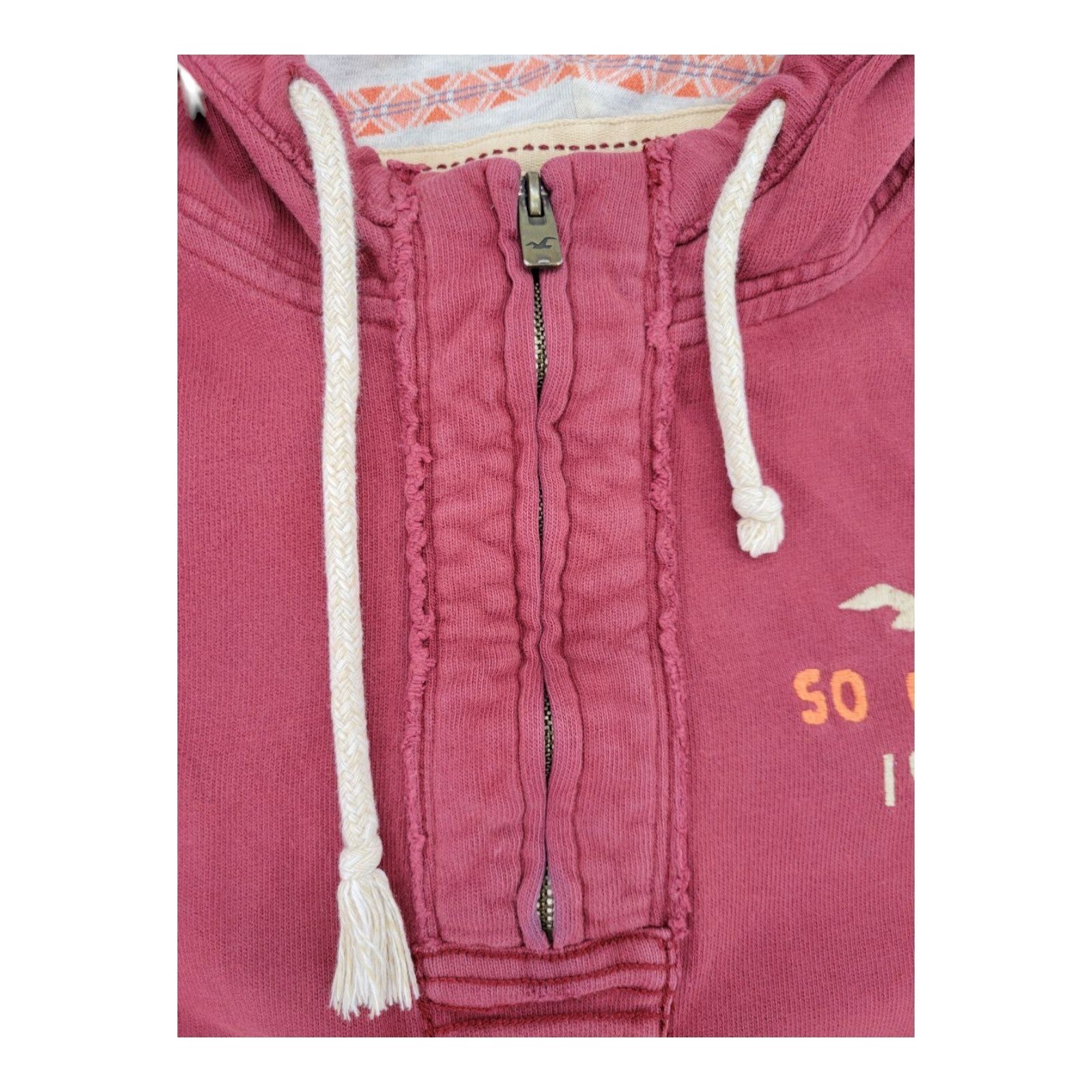 Hollister So Calif 1922 Hoodie Pullover Red Kangaroo Pocket Lined Hood Large