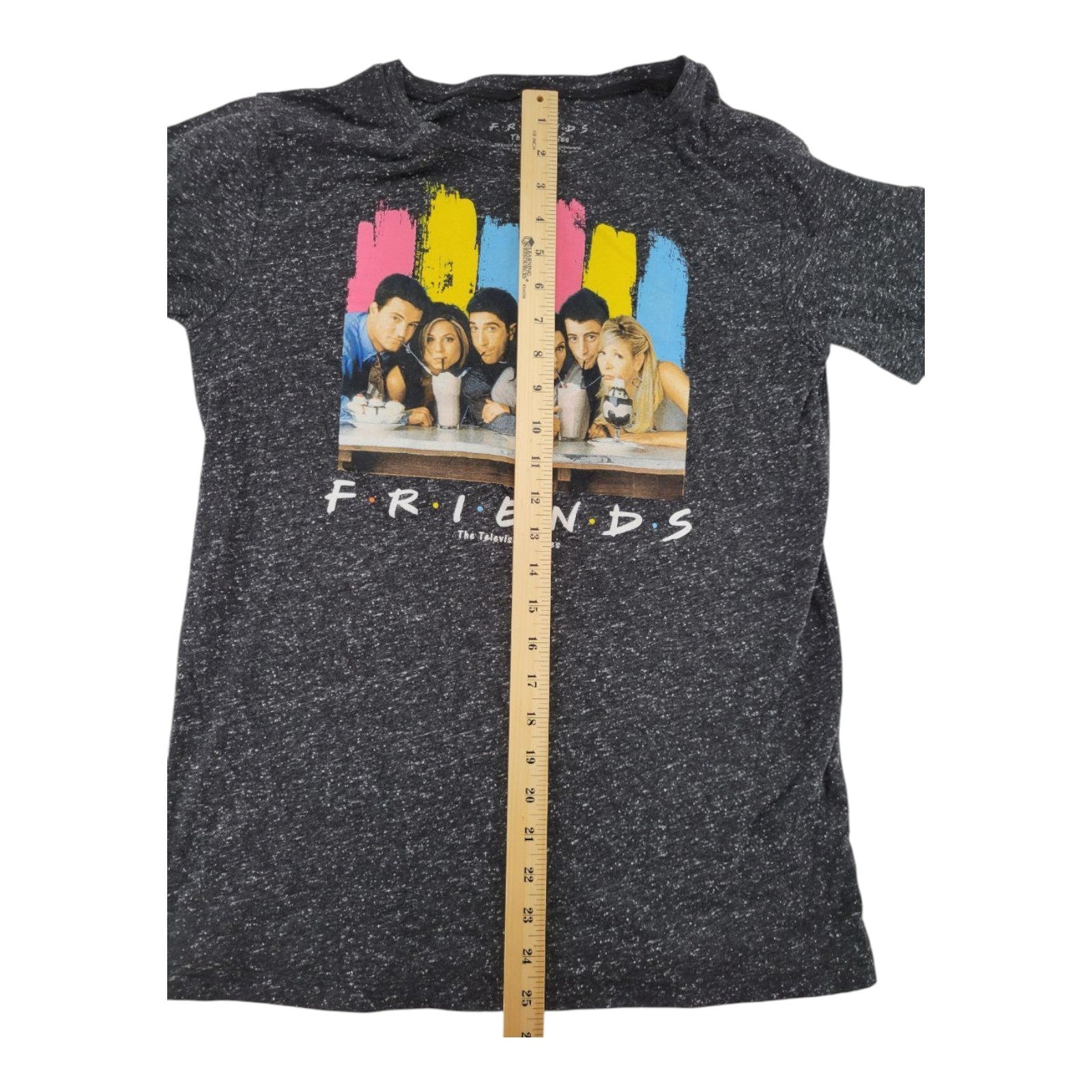 Friends TV Show Graphic T-Shirt Black Speckled Size M Cotton Blend