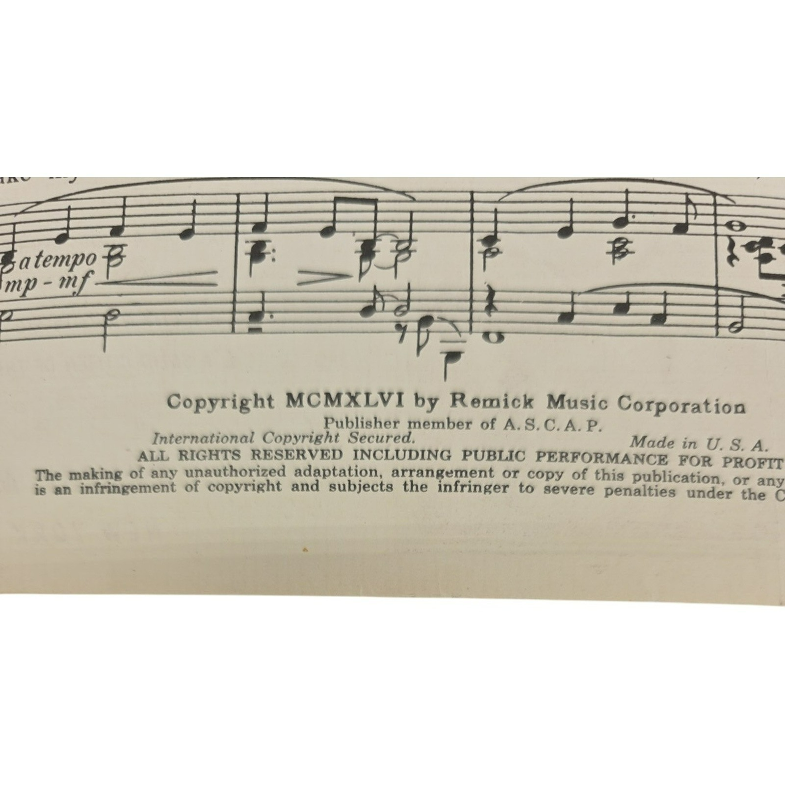 Vintage 1946 A Gal In Calico Dennis Morgan & Jack Carson Sheet Music