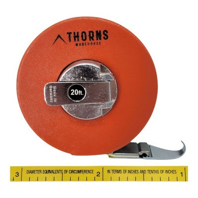 Thorns Warehouse Forestry Diameter Tape 20' Tree Measure Fabric Claw Hook at End