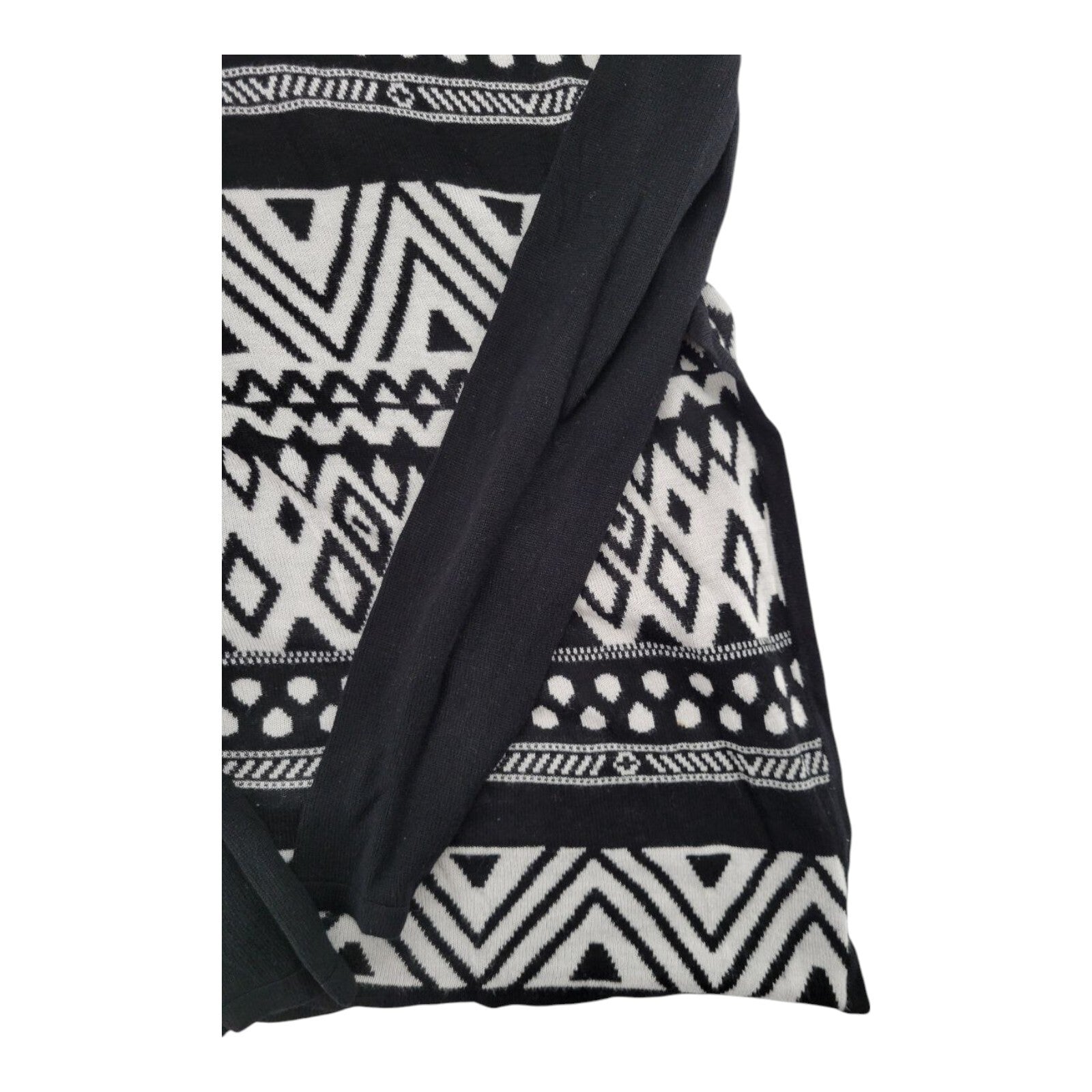 Faded Glory Cardigan Sweater Womens Black White Aztec Print Size Small