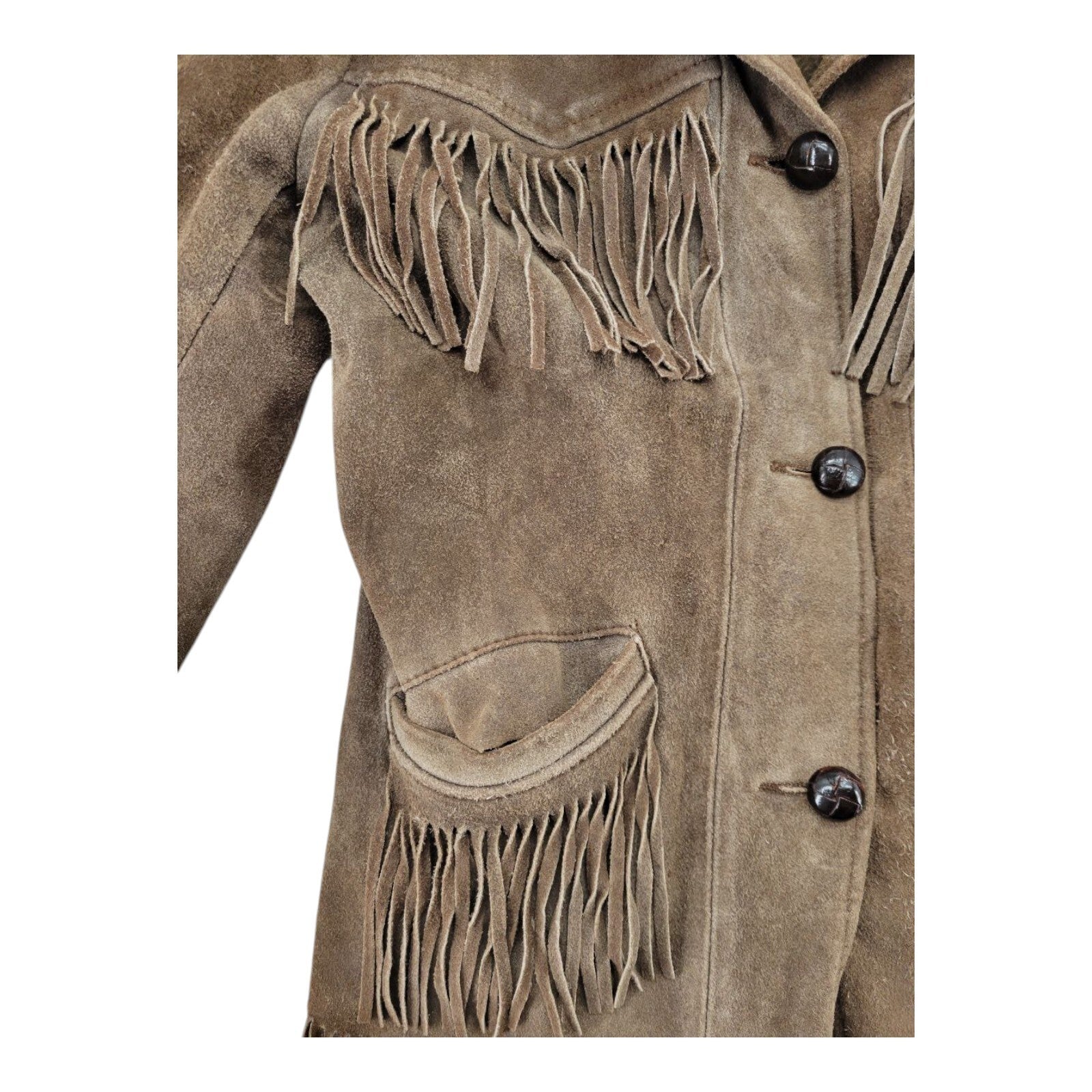 Ralph Edwards Brown Suede Fringe Jacket Western Vintage Style Size S