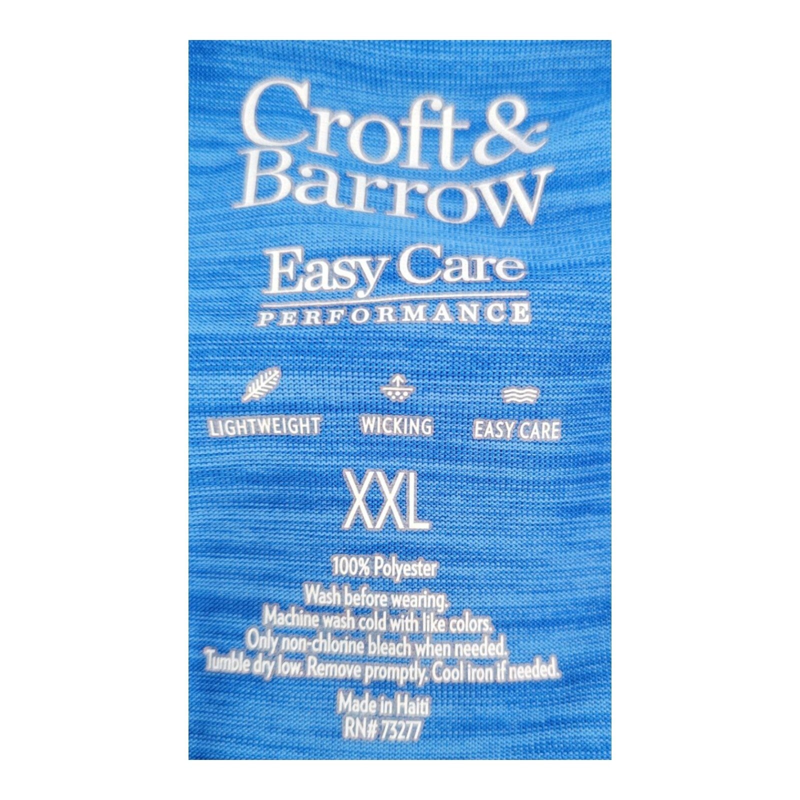 Croft & Barrow Blue Polyester Short Sleeve Golf Polo Shirt Size 2XL