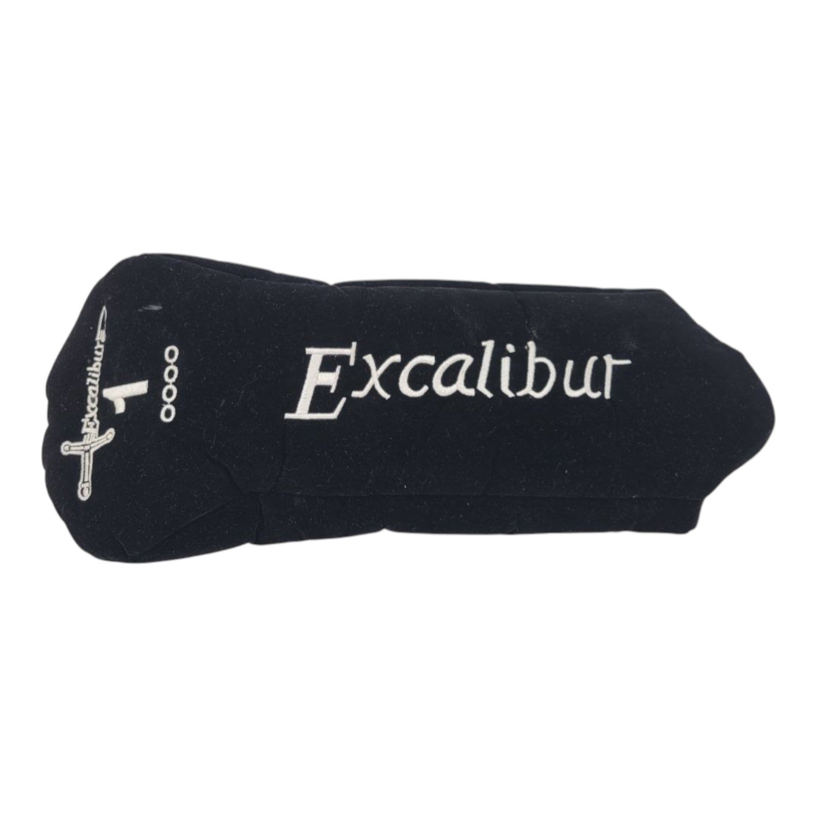 Excalibur Golf Club Headcover Black Plush Driver Cover Embroidered Sword Design
