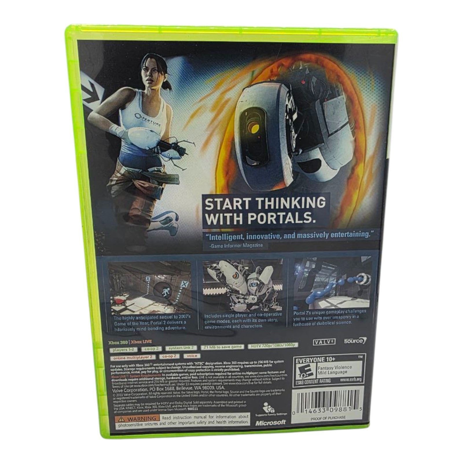 Portal 2 Xbox 360 Complete with Manual Tested 2011
