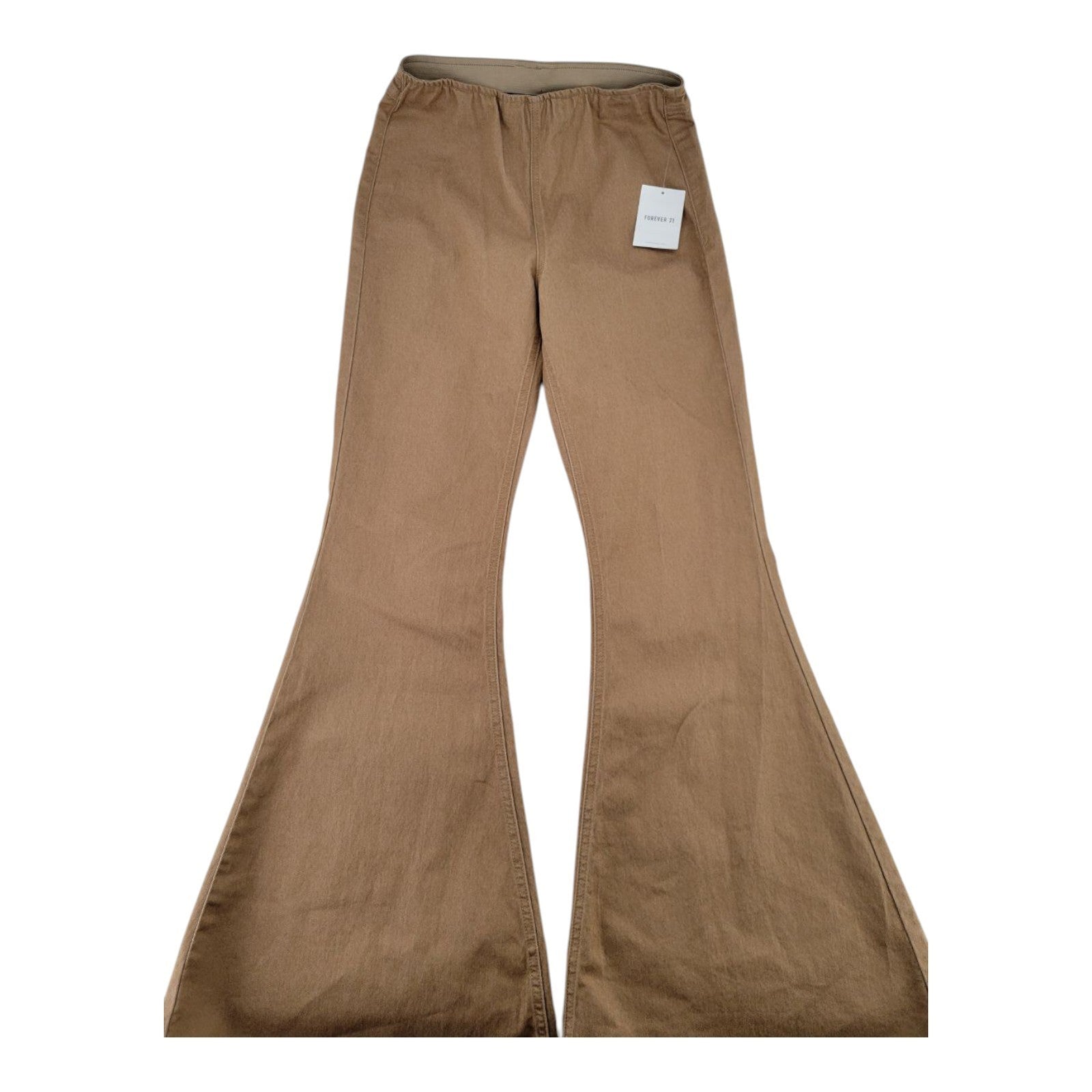 Forever 21 Premium Womens Brown Elastic Hight Waist Bell Bottom Pull On Pants M