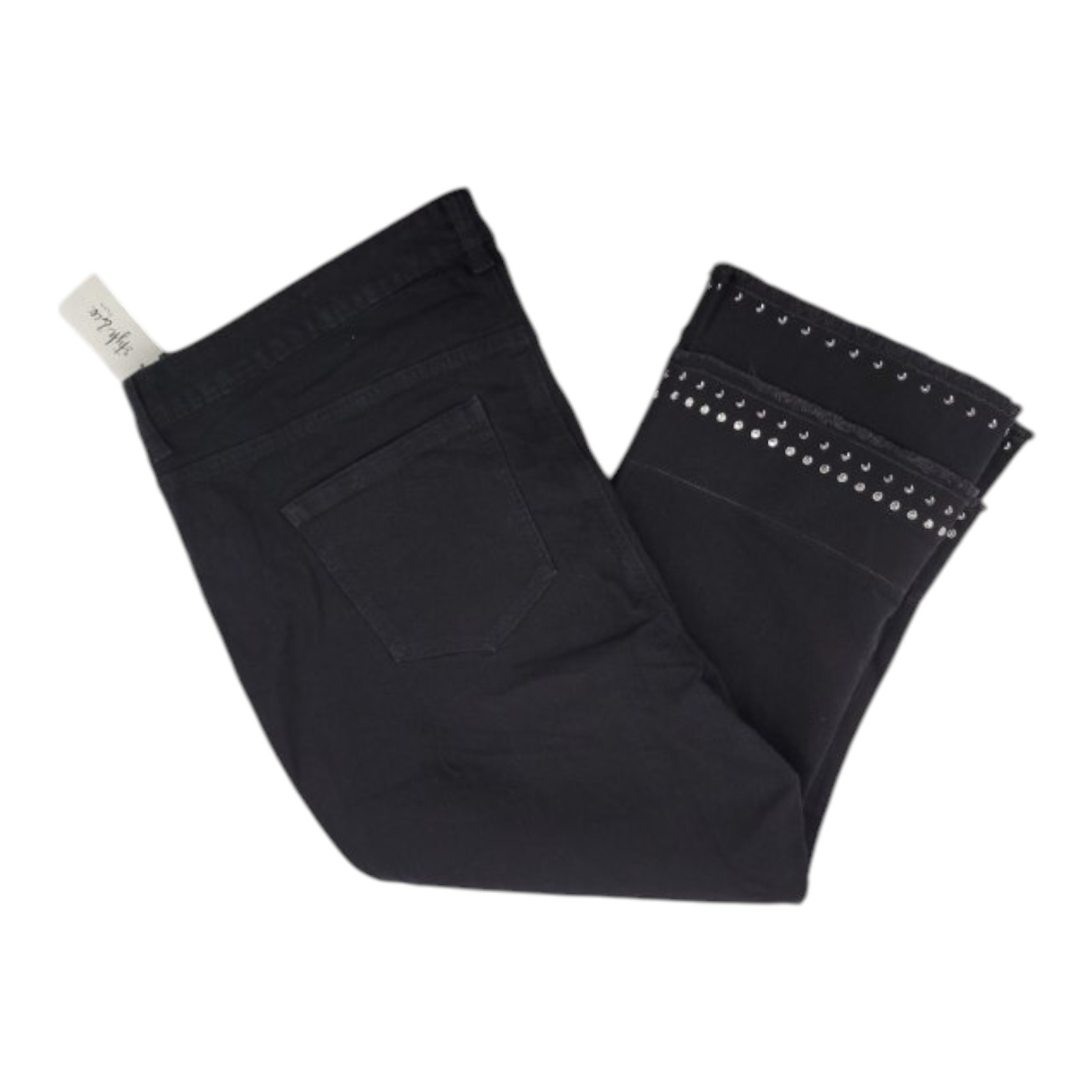 Style & Co Plus Crop Flare Pants 20W Black Rinse High Rise Stud Hem Stretch