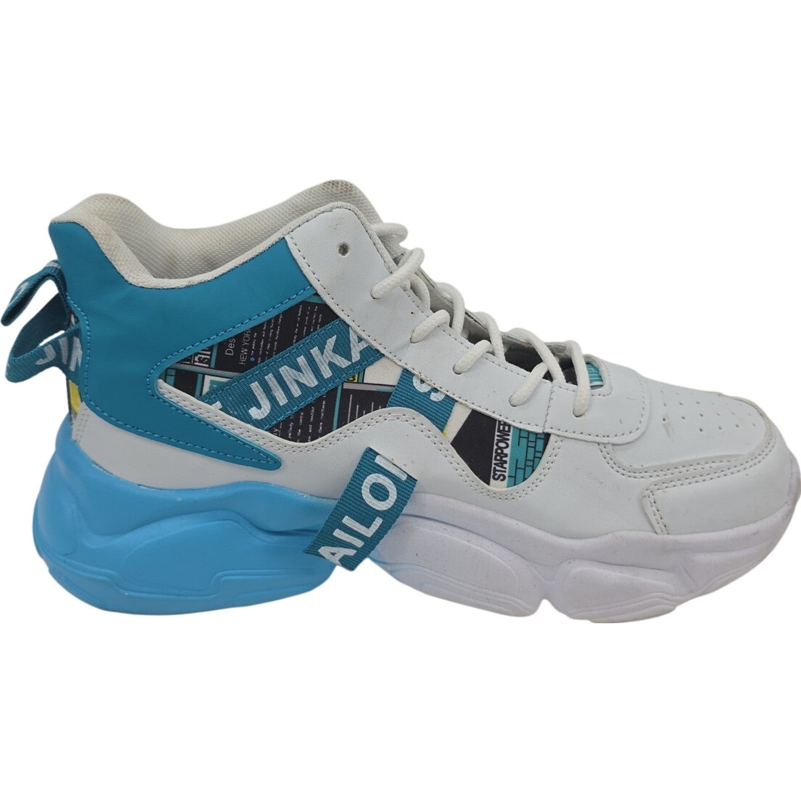 Fashion Casual High Top White Blue High Top Chunky Sneakers Size 39 Sport Shoes