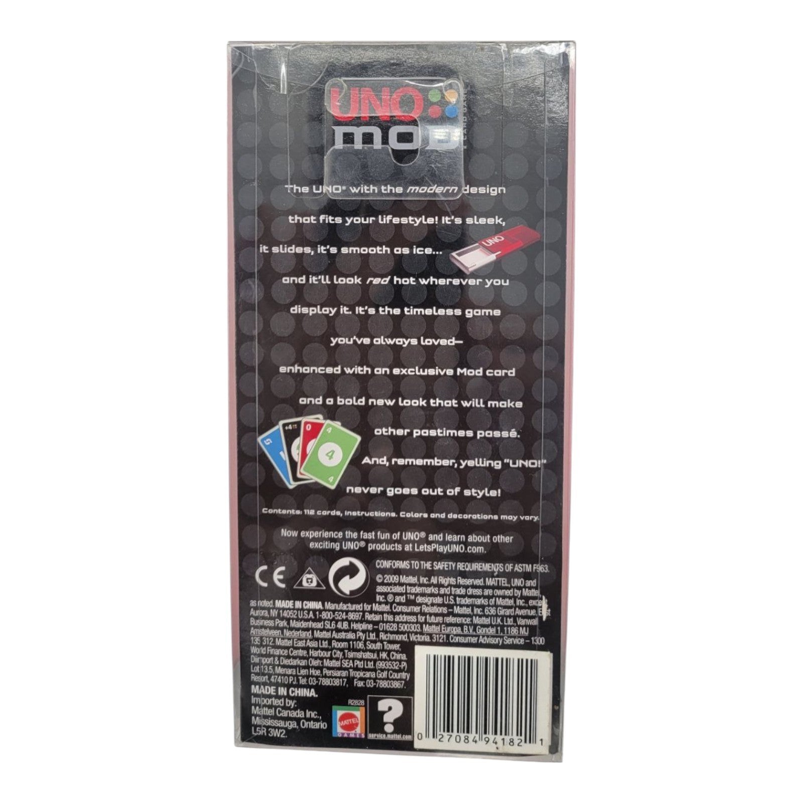 UNO Mod Card Game by Mattel Modern Edition with Exclusive Mod Card 2009