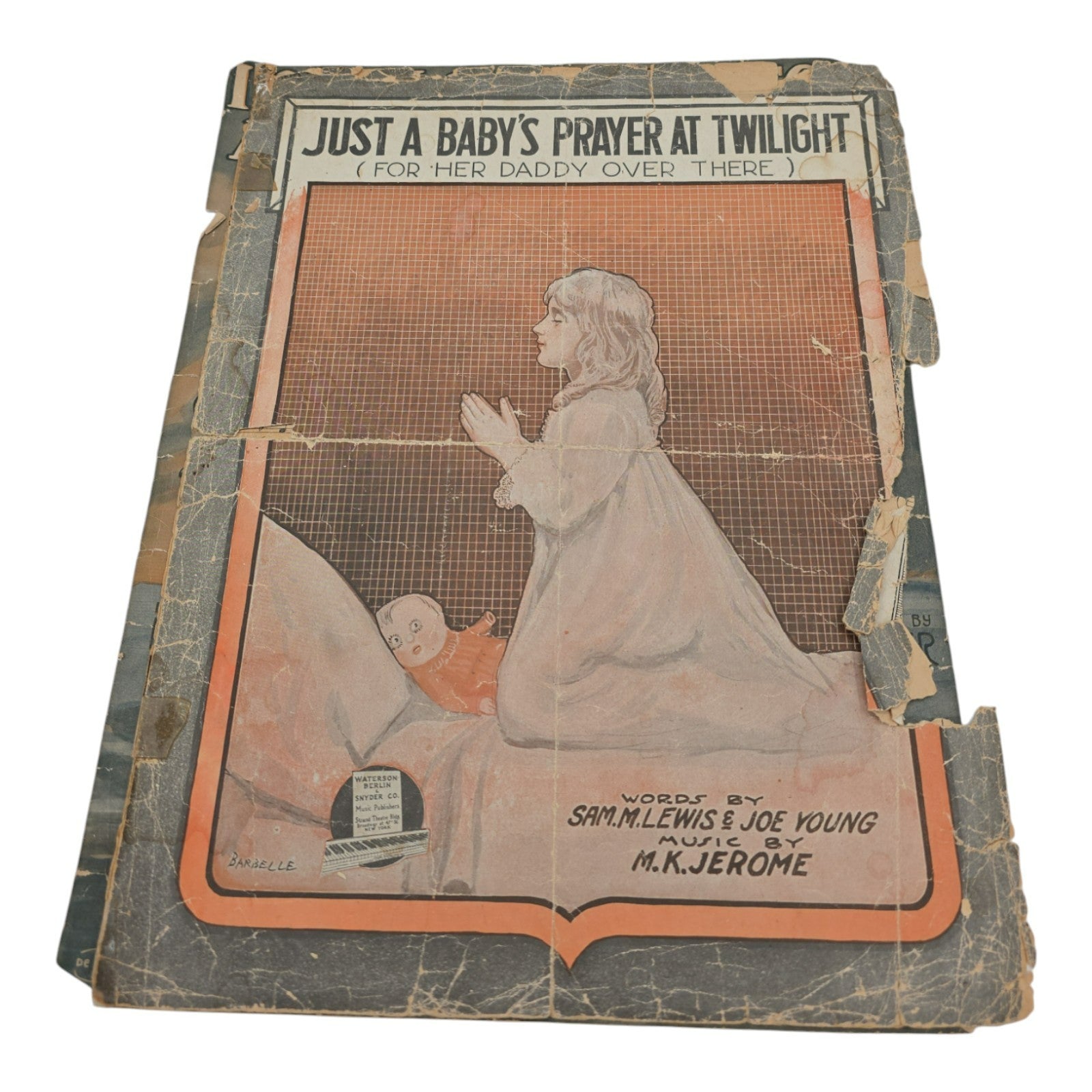 JUST A BABY'S PRAYER AT TWILIGHT Vintage Sheet Music 1918