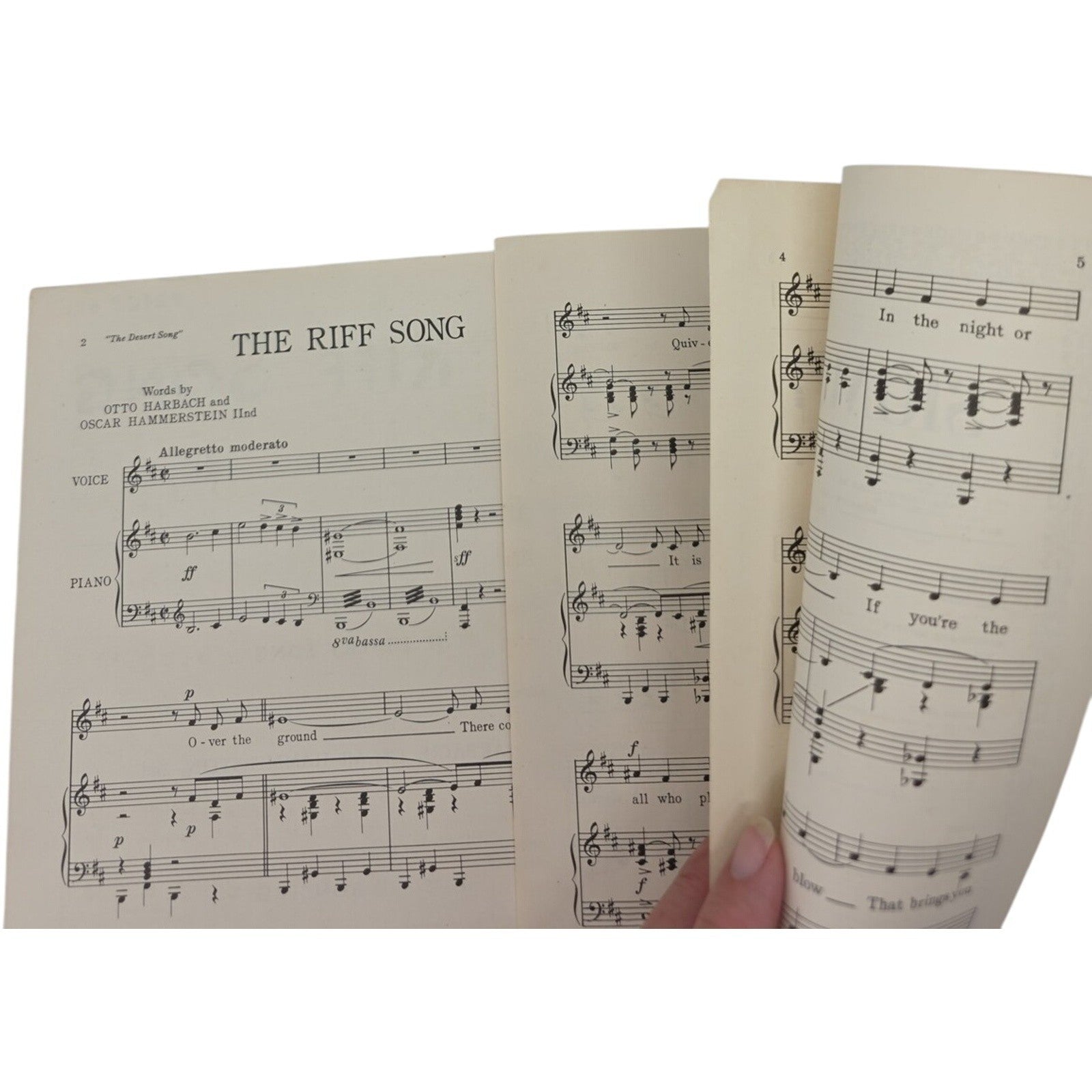 1926 The Riff Song Sheet Music by Romberg Harbach & Hammerstein The Desert Song