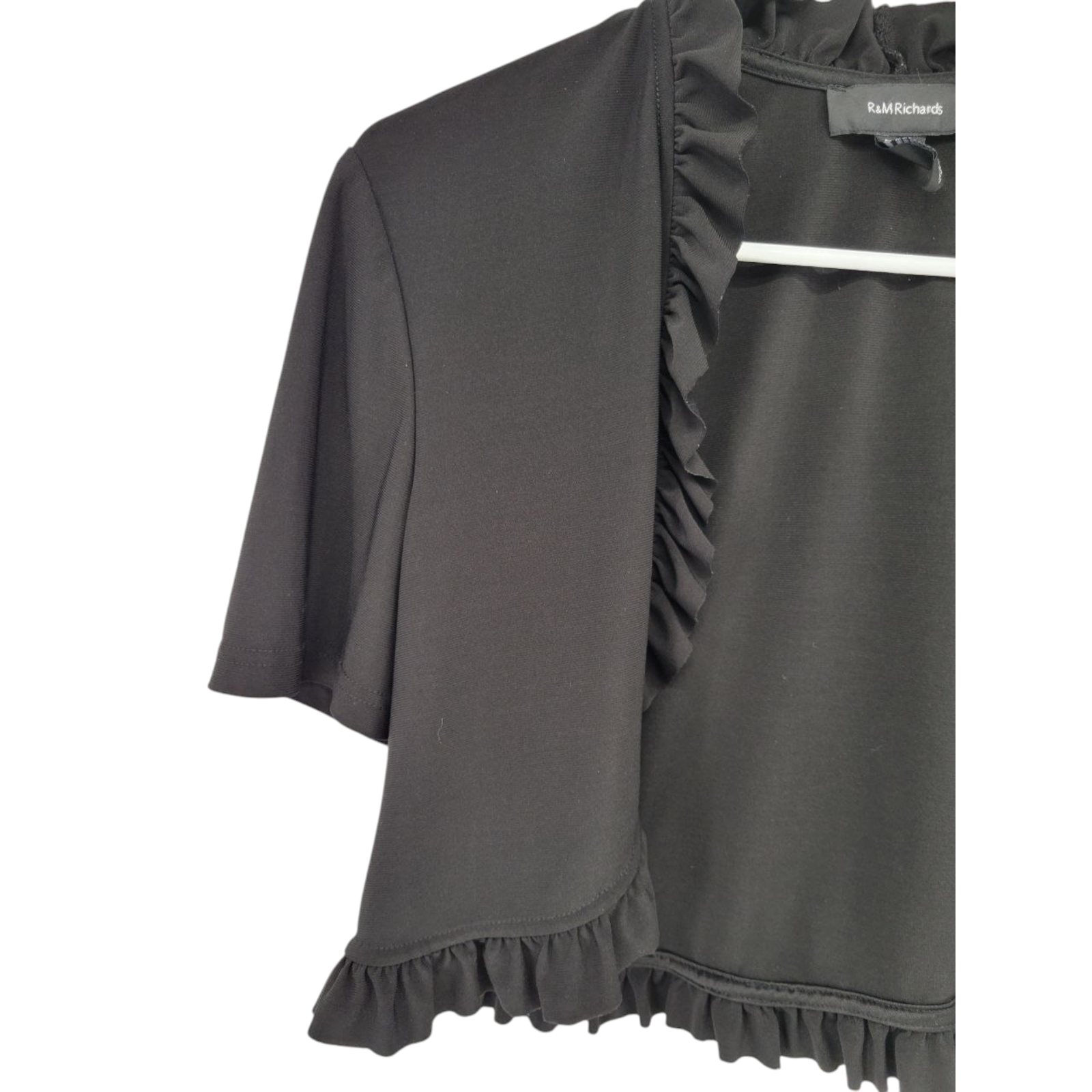 R&M Richards Black Ruffled Bolero Short Sleeve Size 12