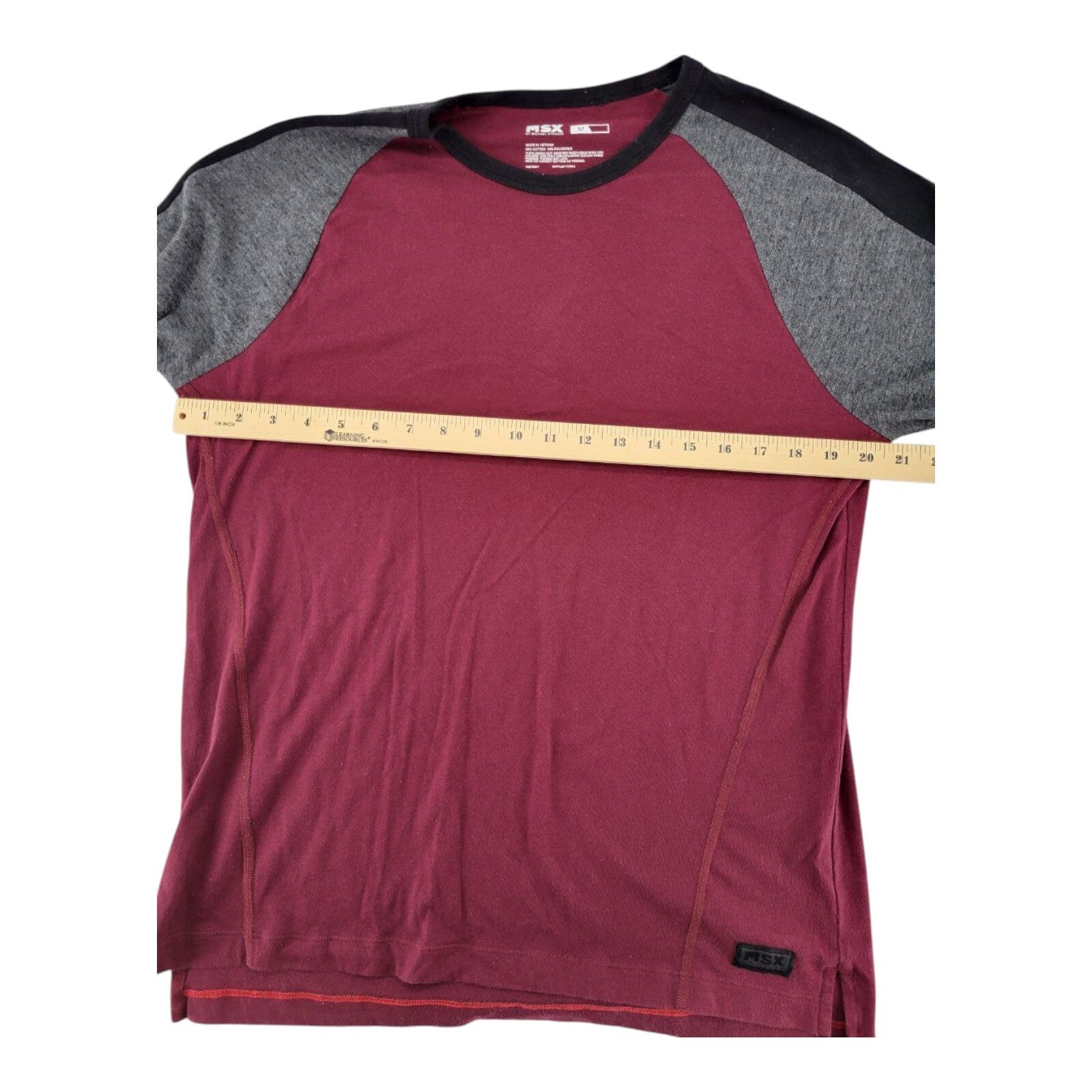 MSX by Michael Strahan Long Sleeve Shirt Maroon Gray Colorblock Size Medium