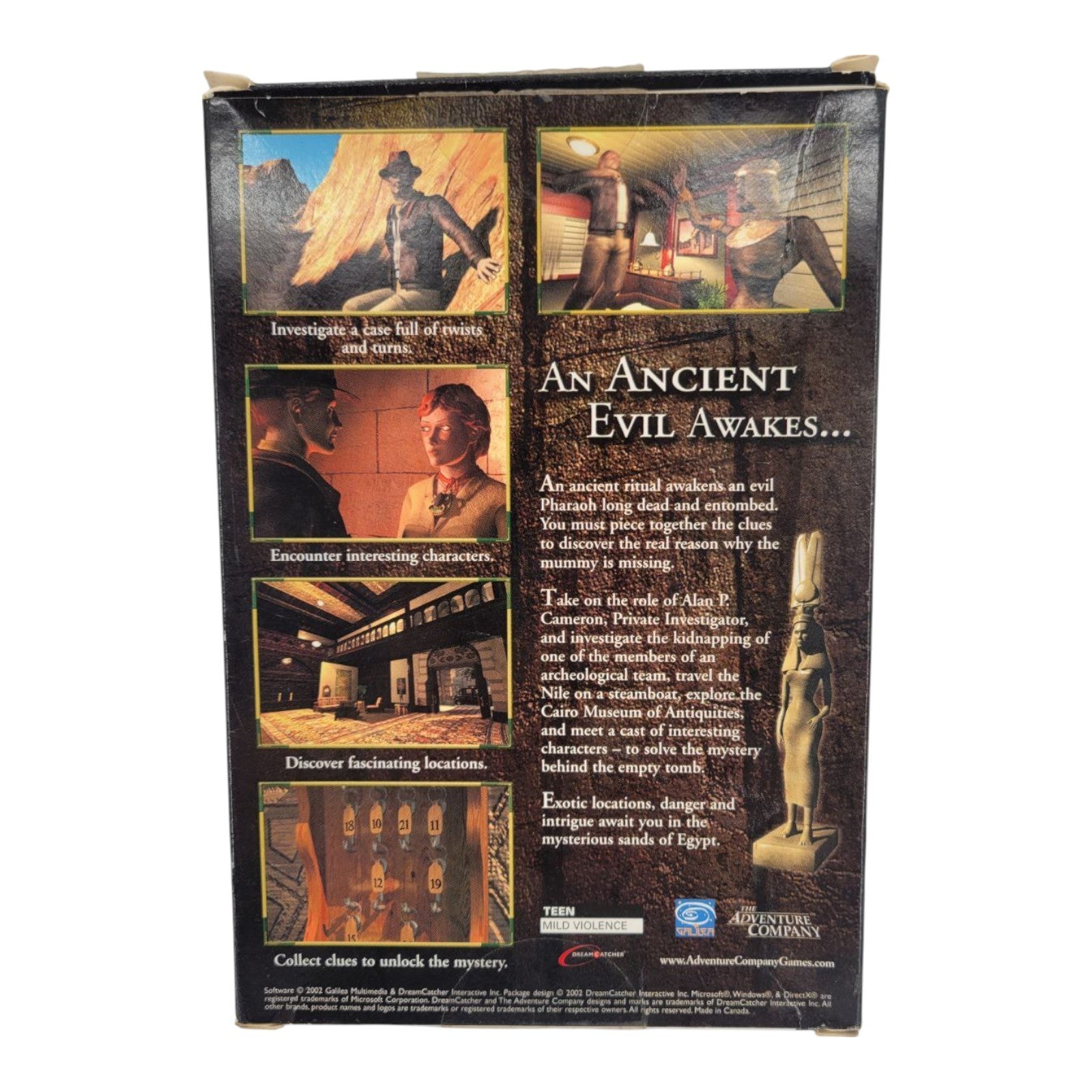 The Adventure Company The Cameron Files Pharaohs Curse PC CD ROM Game 2002