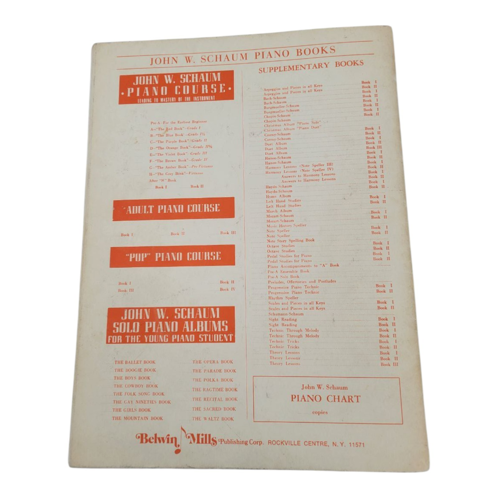 John W. Schaum Adult Piano Course Book I Instructional Music Book