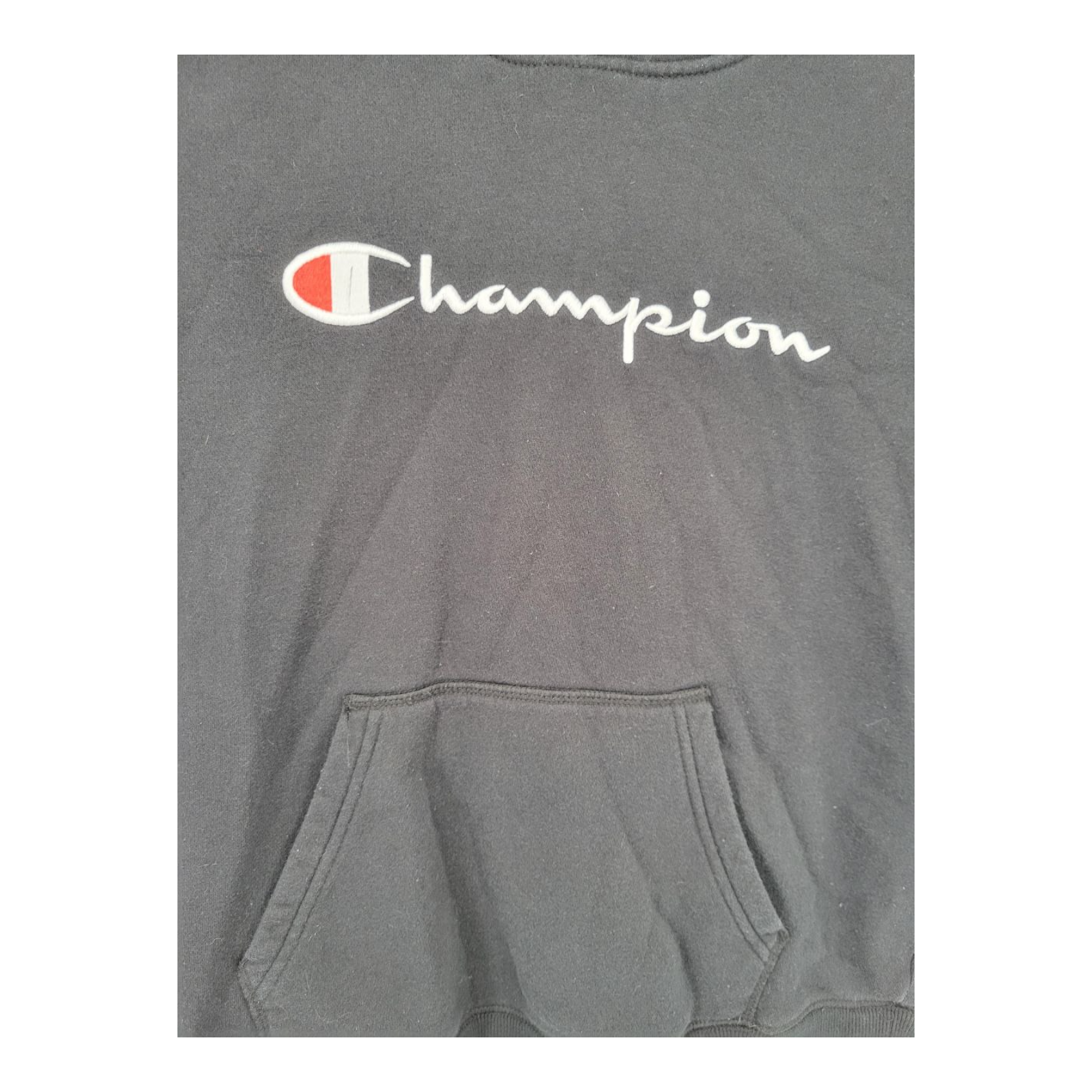 Champion Black Hoodie Embroidered Logo Pullover Sweatshirt Unisex Kids XL