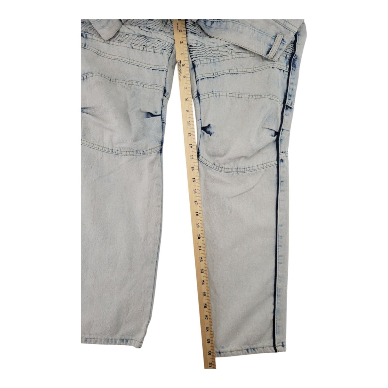 Stitches & Rivets Light Acid Wash Moto Jeans Mens Slim Fit Size 36