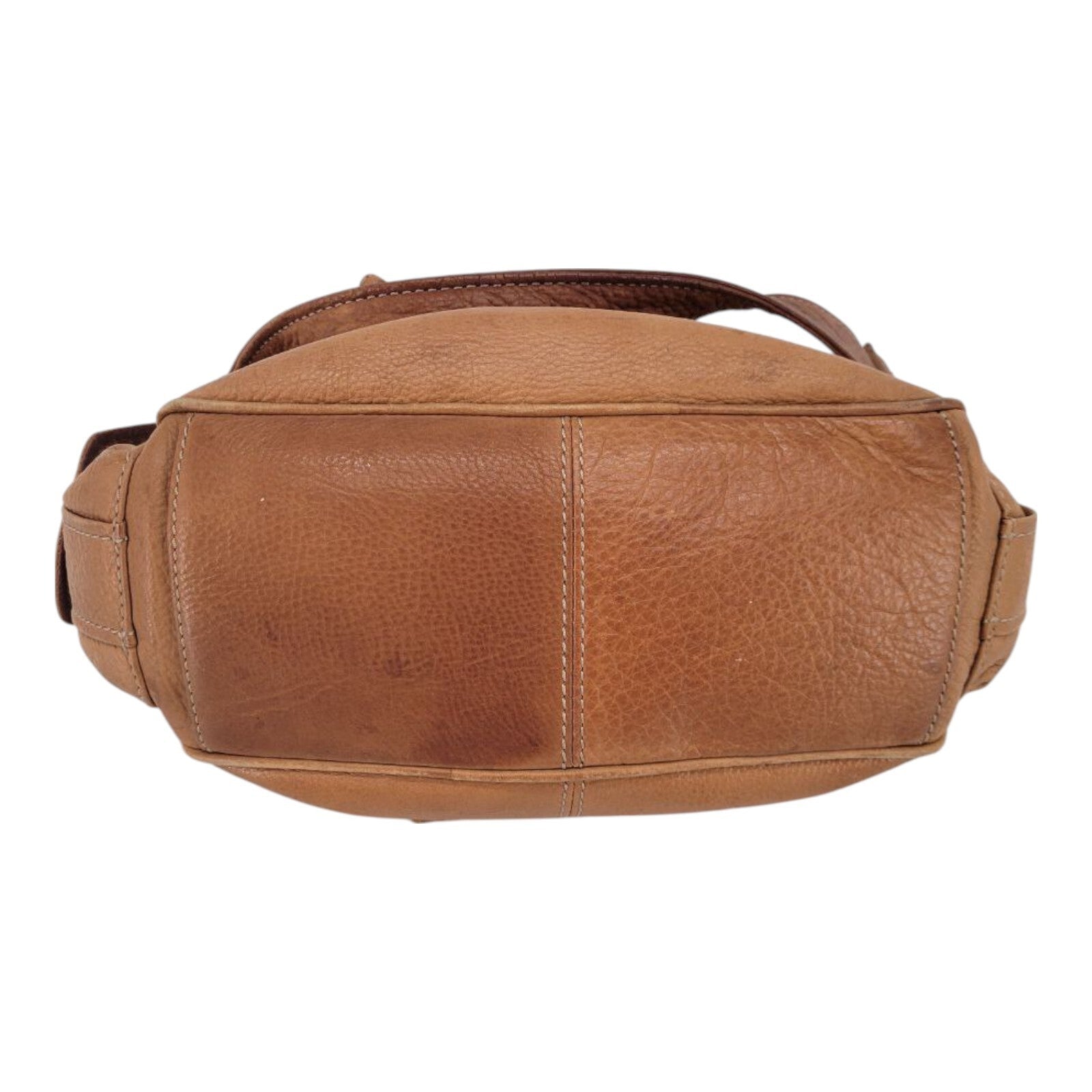 Fossil 75082 Womens Brown Leather Adjustable Strap Drawstring Shoulder Handbag