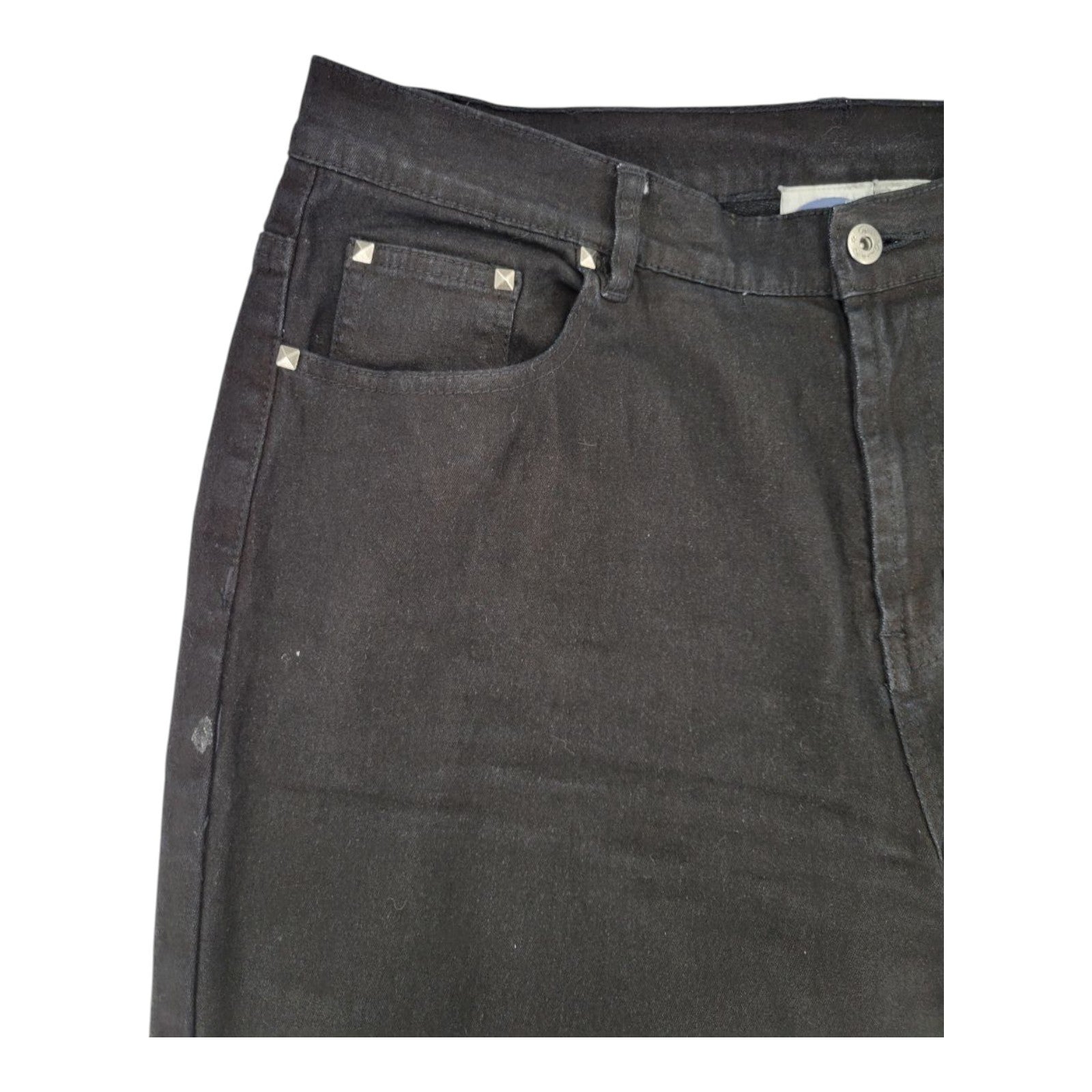 DG2 by Diane Gilman Black Skinny Jeans Size 14 Floral Embroidered Studded Hem