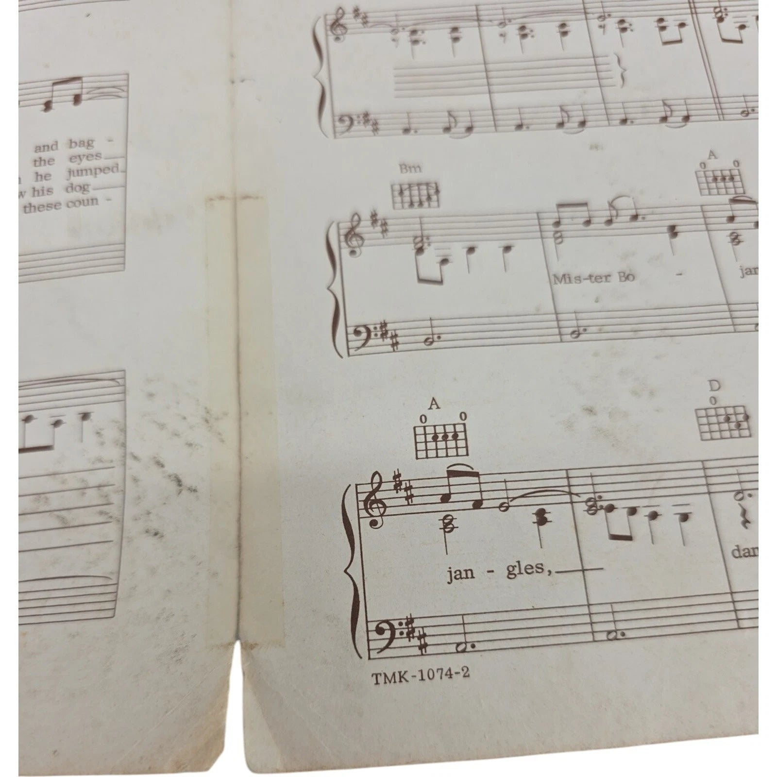 Vintage 1968 Sheet Music Mr. Bojangles by Jerry Jeff Walker