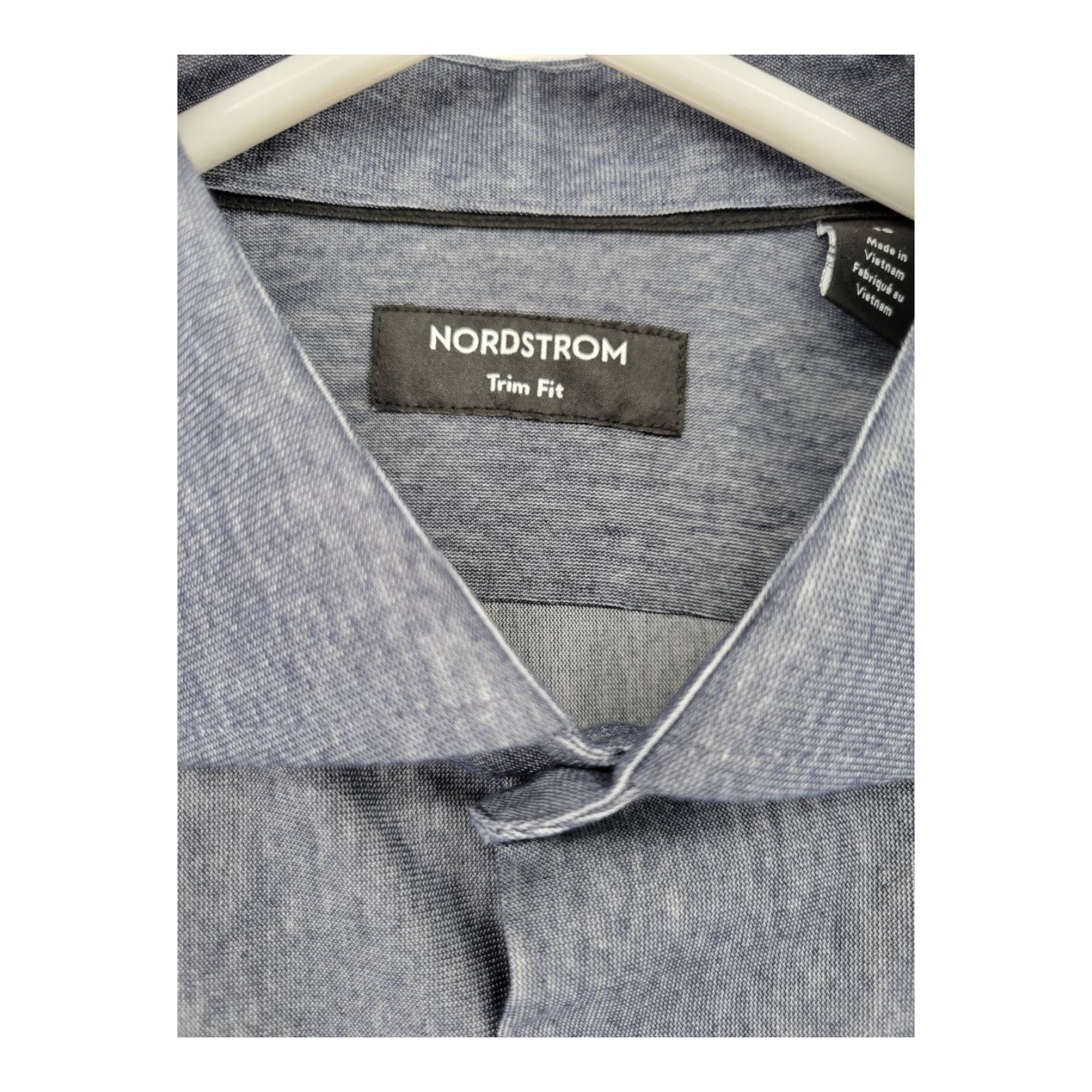 Nordstrom Trim Fit Mens Button Up Shirt Blue Long Sleeve Size 16