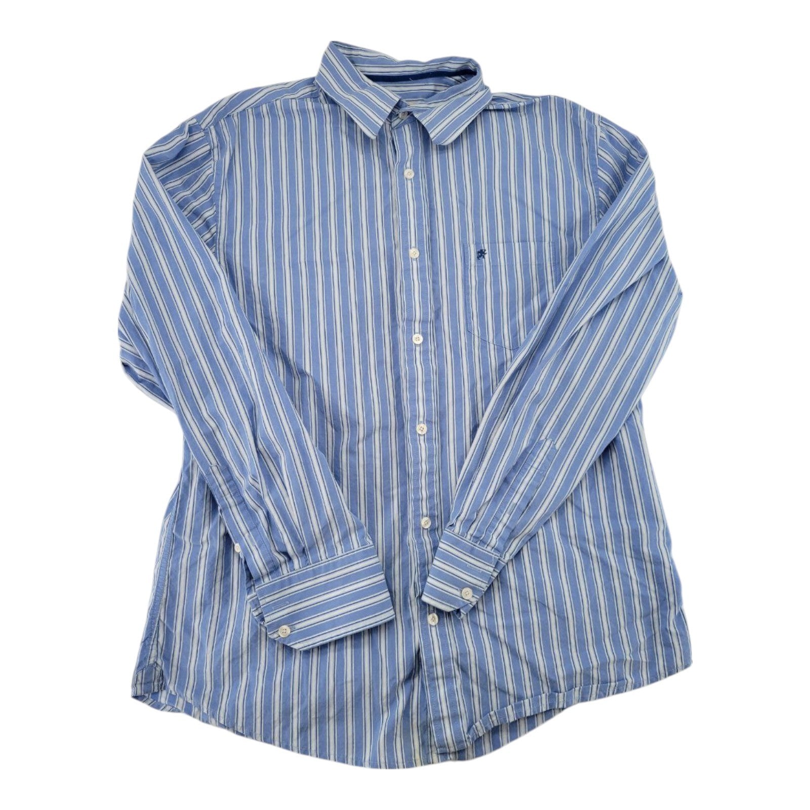 Mossimo Supply Co Mens Button Down Dress Shirt Blue White Stripe Long Sleeve L