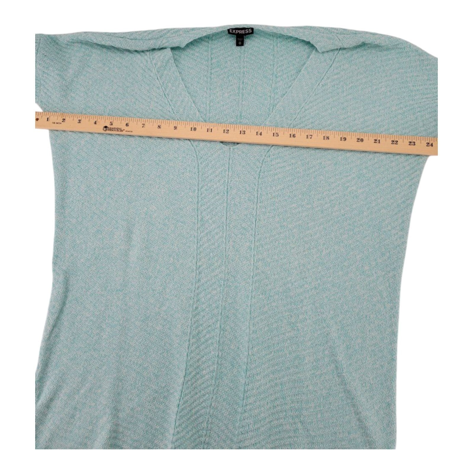 Express Womens Knit Pullover Sweater Mint Green V Neck 3/4 Sleeve Size M