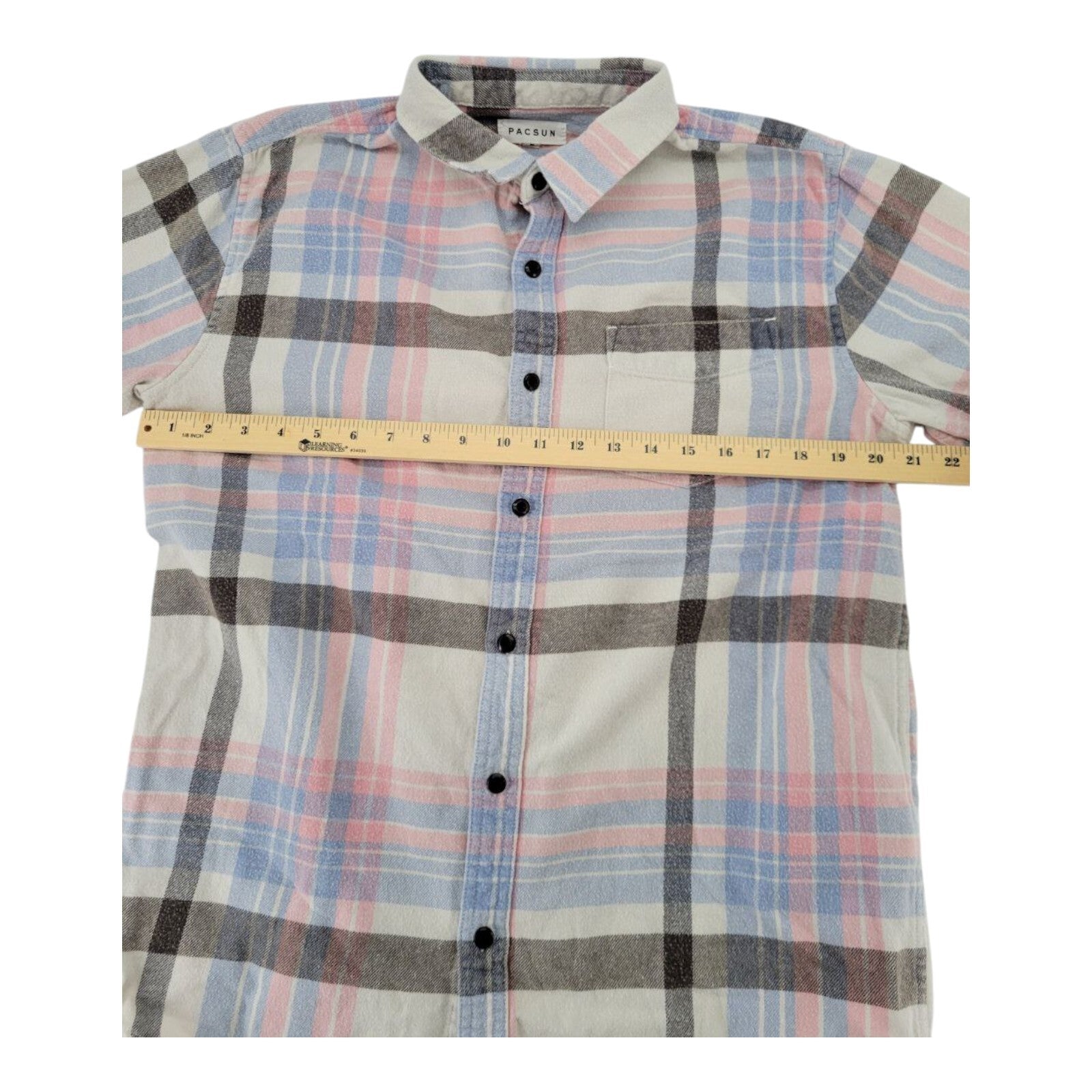 Pacsun Pink Blue Plaid Flannel Shirt Mens Button Up Long Sleeve Size M