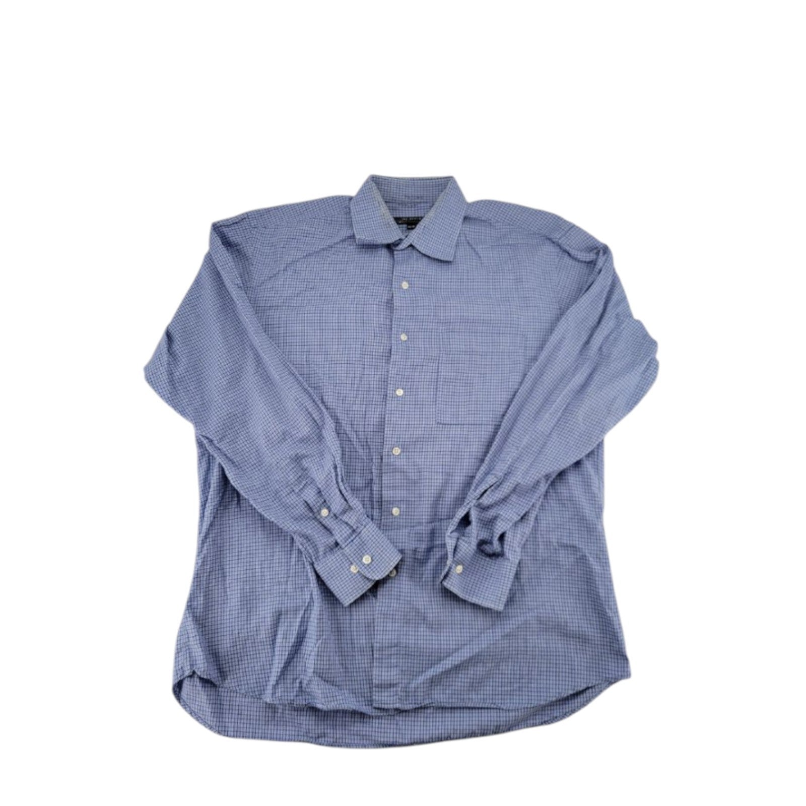 Ike Behar Men's Dress Shirt 16.5 36 Blue Check Long Sleeve Button Front