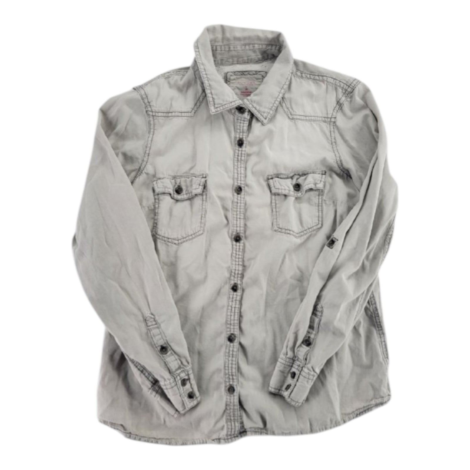 Sonoma Lifestyle Women's Gray Button-Up Shirt Long Sleeve Cotton Size L