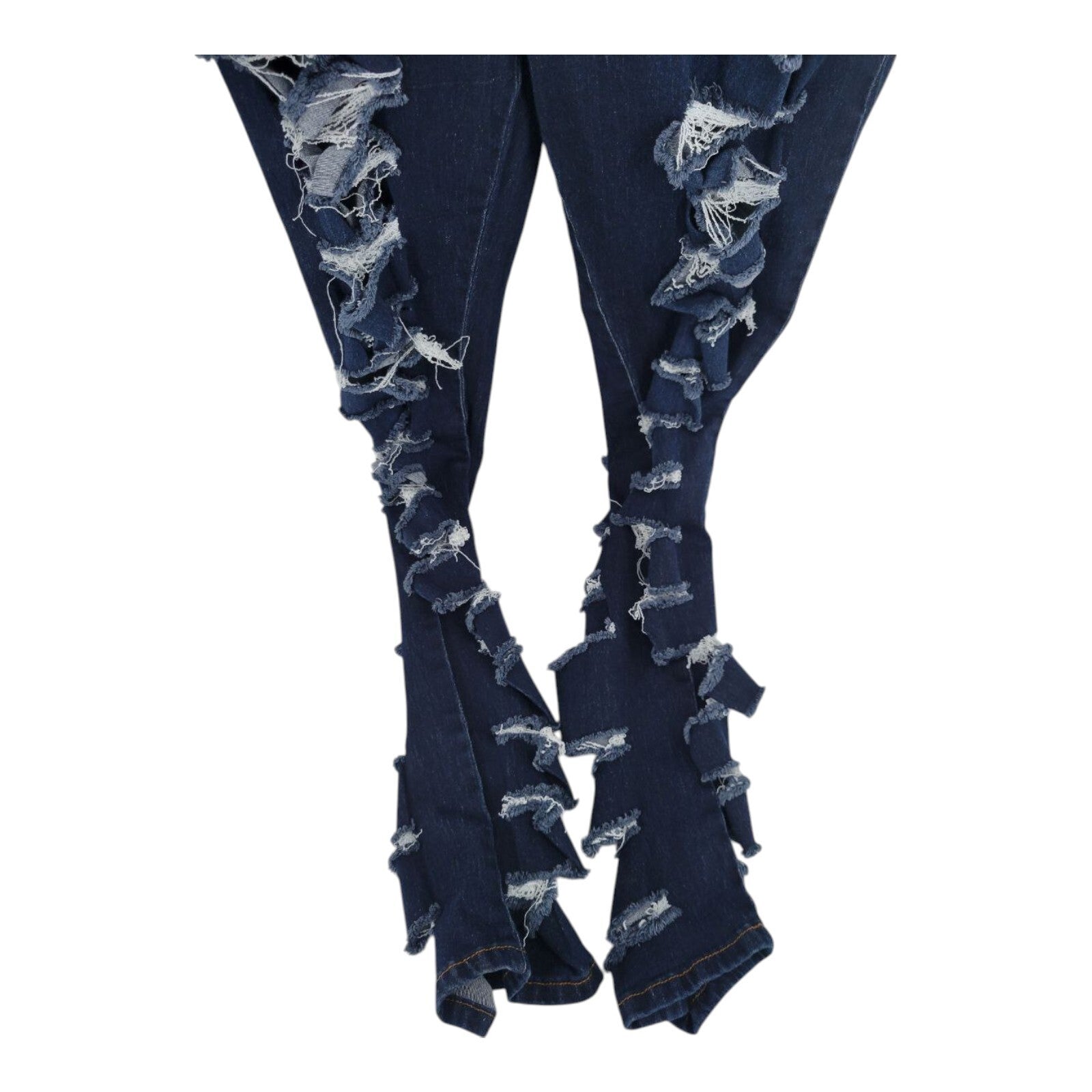 VIP Jeans Skinny Sleeveless Zip Up Blue Distressed Denim Jumpsuit 3X