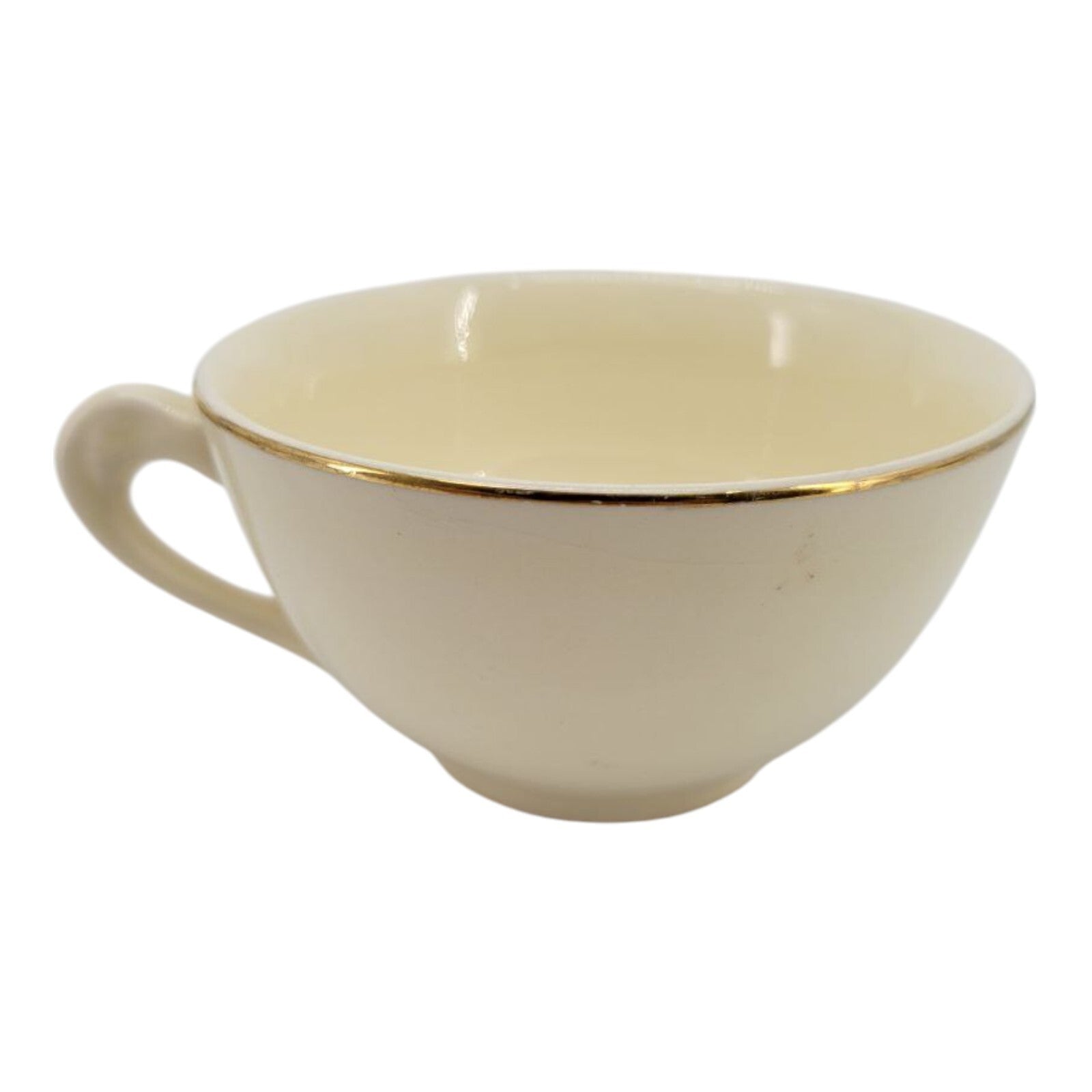 Vintage Floral Ivory Ceramic Teacups Set of 3 with Gold Rim Hand Painted