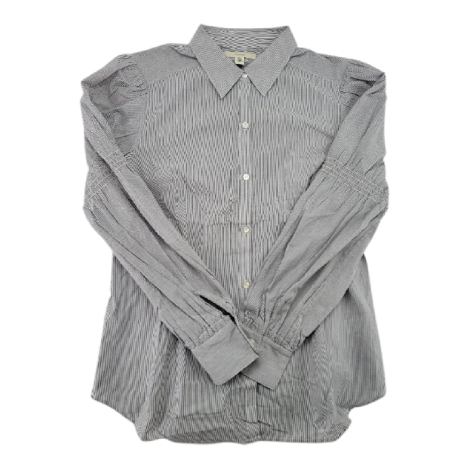 Lark & Ro Women's Black White Striped Button Down Shirt Collared Long Sleeve XL