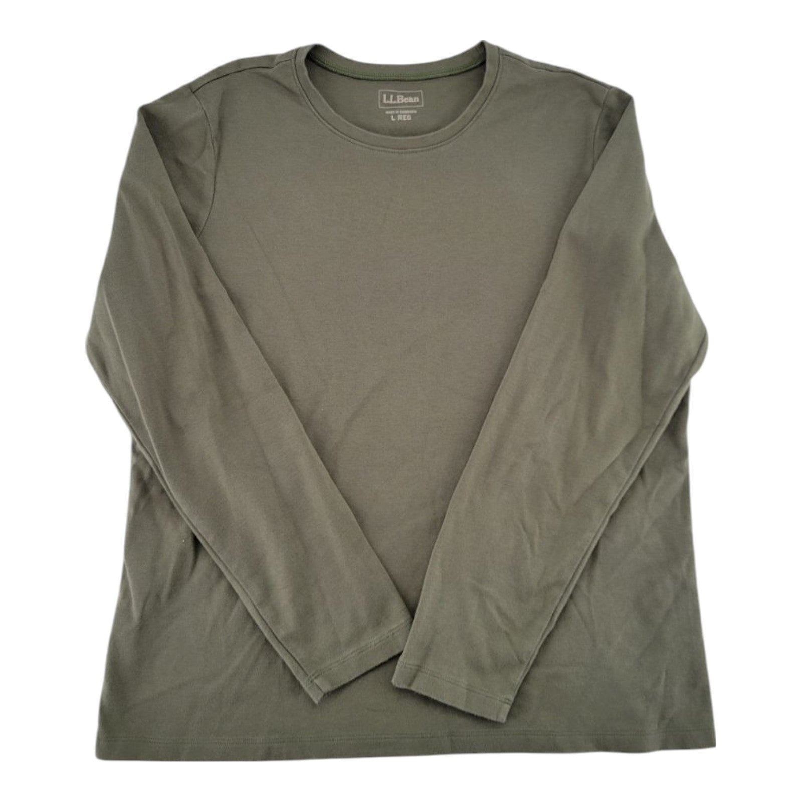 LL Bean Mens Olive Green Long Sleeve T-Shirt Size Large Regular