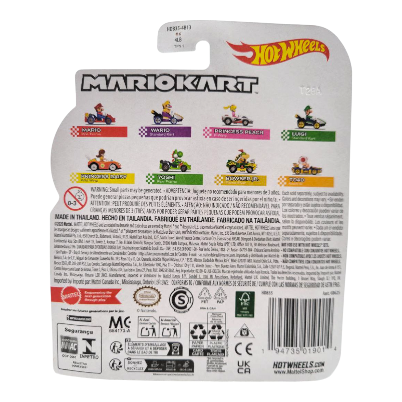 Hot Wheels Mario Kart Toad Mach 8 1:64 Scale Die-Cast Vehicle Collectible Toy