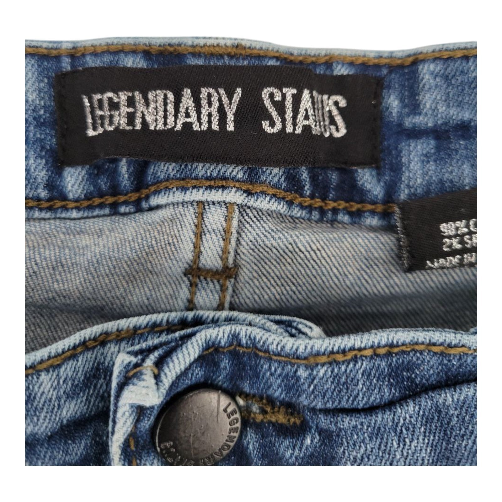 Legendary Status Mens Distressed Moto Blue Stretch Denim Jeans 38x29