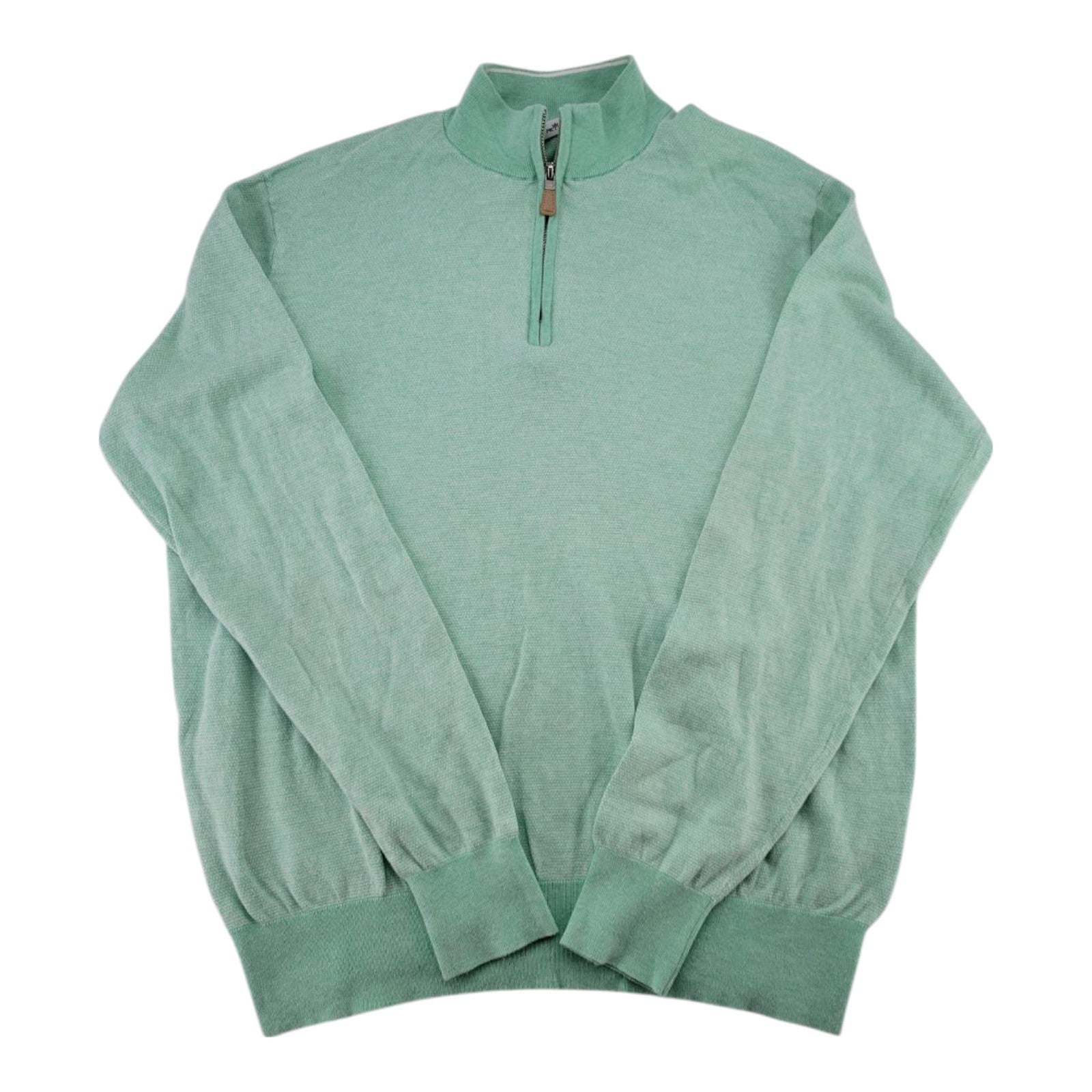 Peter Millar Men's 1/4 Zip Pullover Sweater Green Size L Cotton Blend
