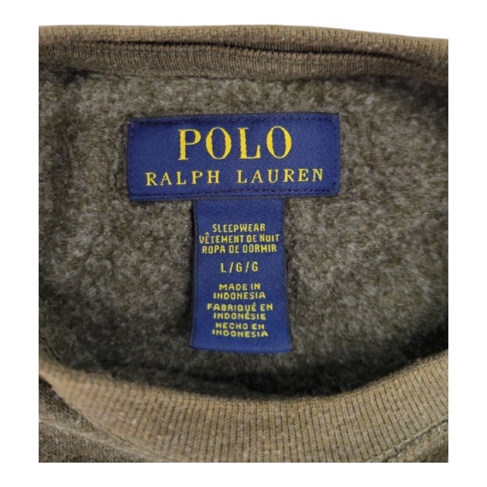 Polo Ralph Lauren Green Fleece Pullover Shirt Mens Sleepwear Long Sleeve Size L