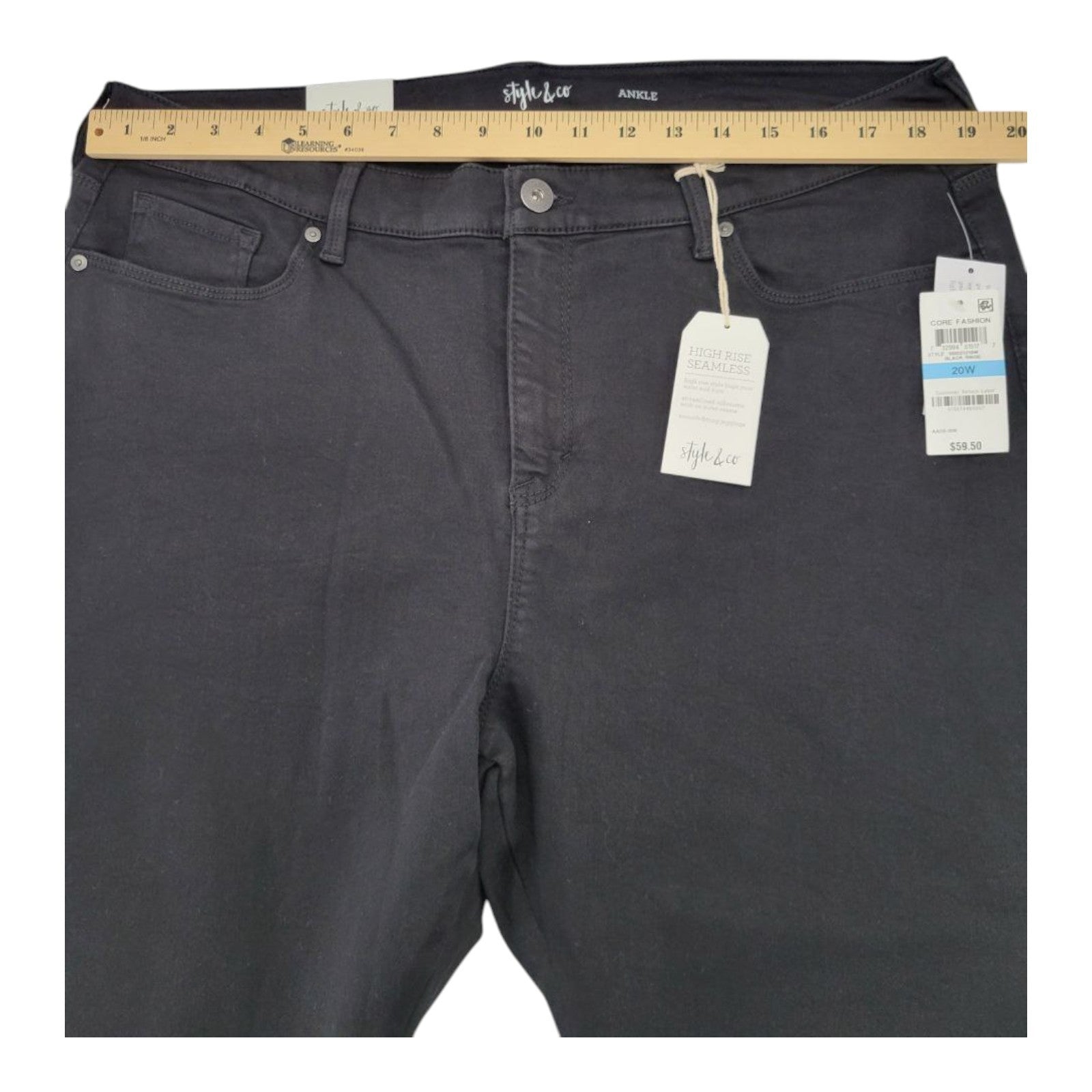 Style & Co Plus High Rise Jeggings 20W Black Ankle Seamless Pants