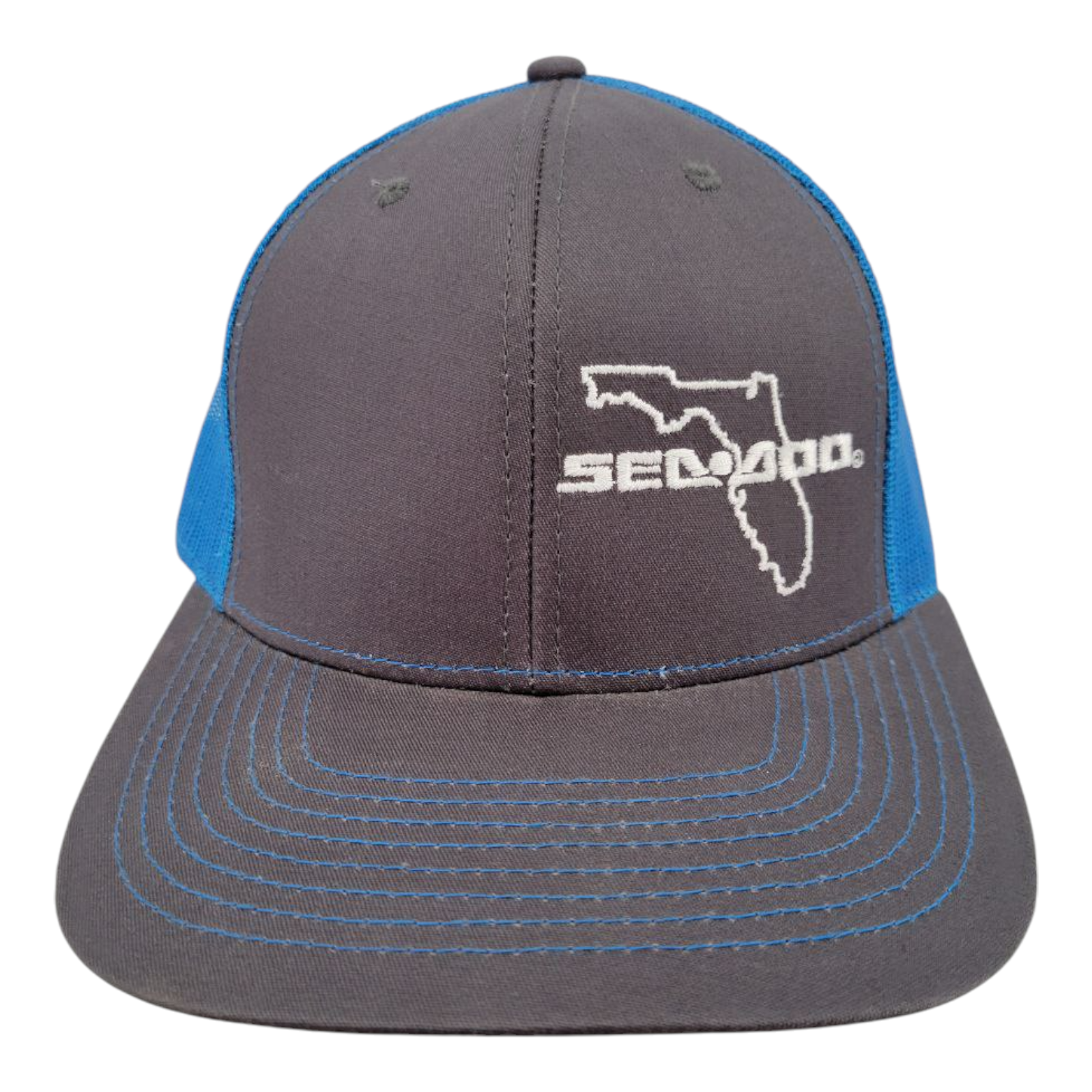 Sea-Doo Florida Logo Trucker Hat Gray Blue Mesh Snapback SweetCaps One Size