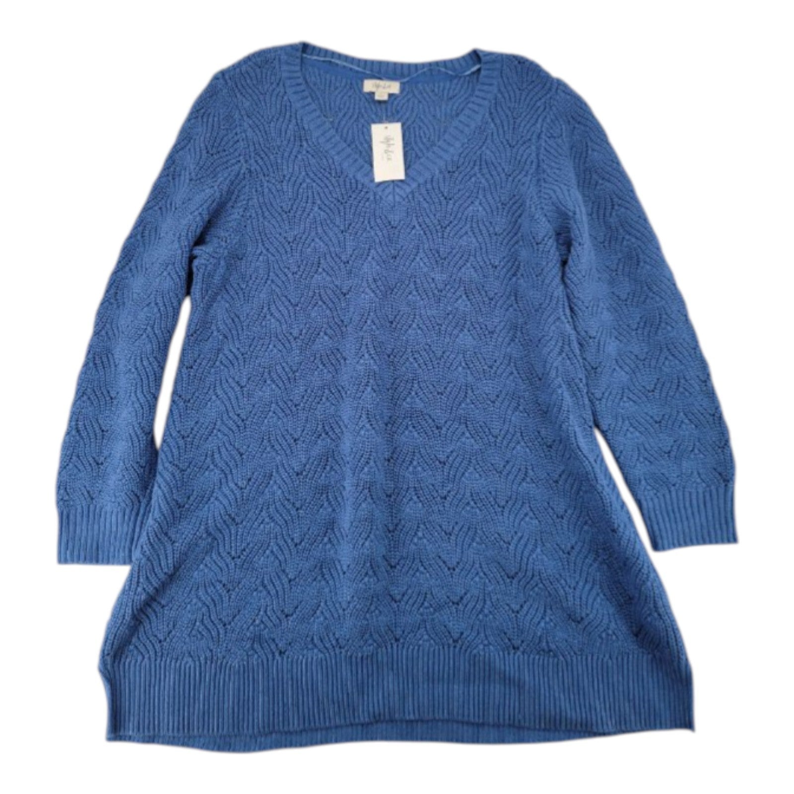 Style & Co Plus Sweater 2X Ocean Tide Blue Pullover Textured Knit Women's